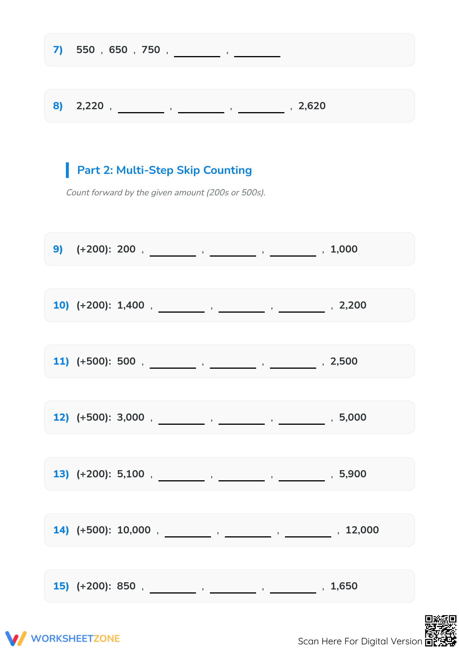 Printable Skip Counting by 100s Worksheet | Grade 3 Math - Page 2