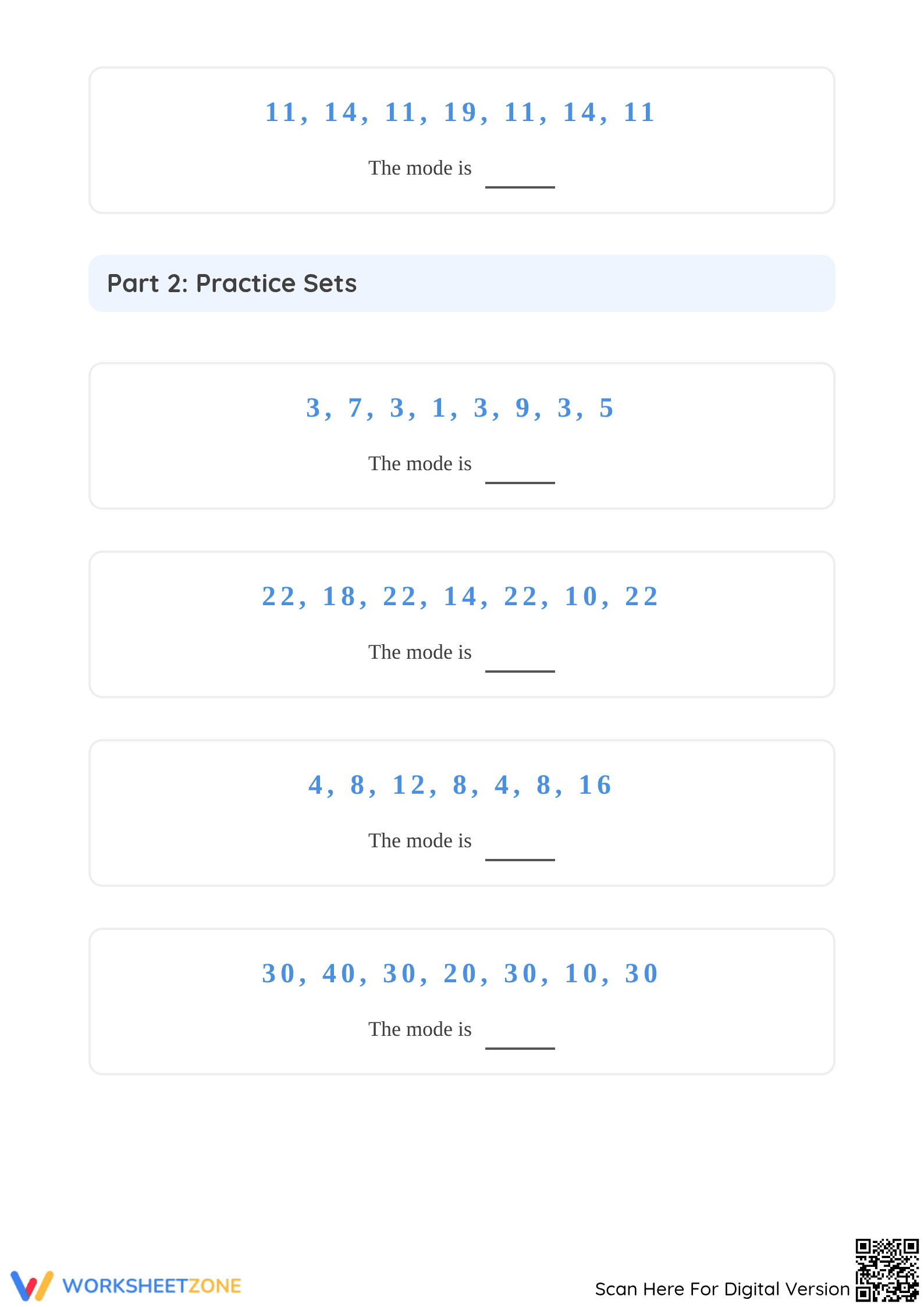 Printable Finding the Mode Worksheet | Grade 3 Math - Page 2