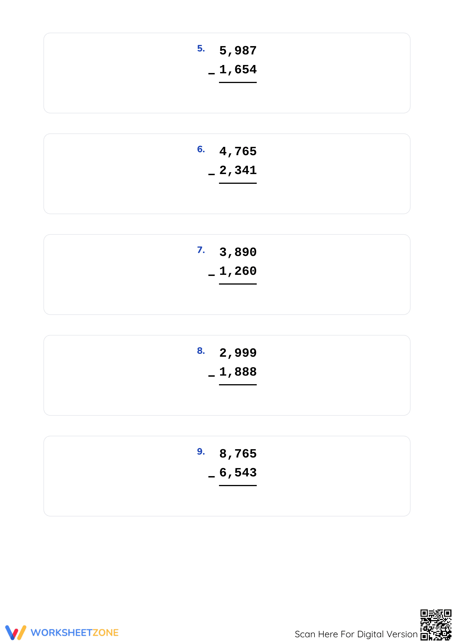 Printable 4-Digit Subtraction Worksheet | Grade 4 Math - Page 2