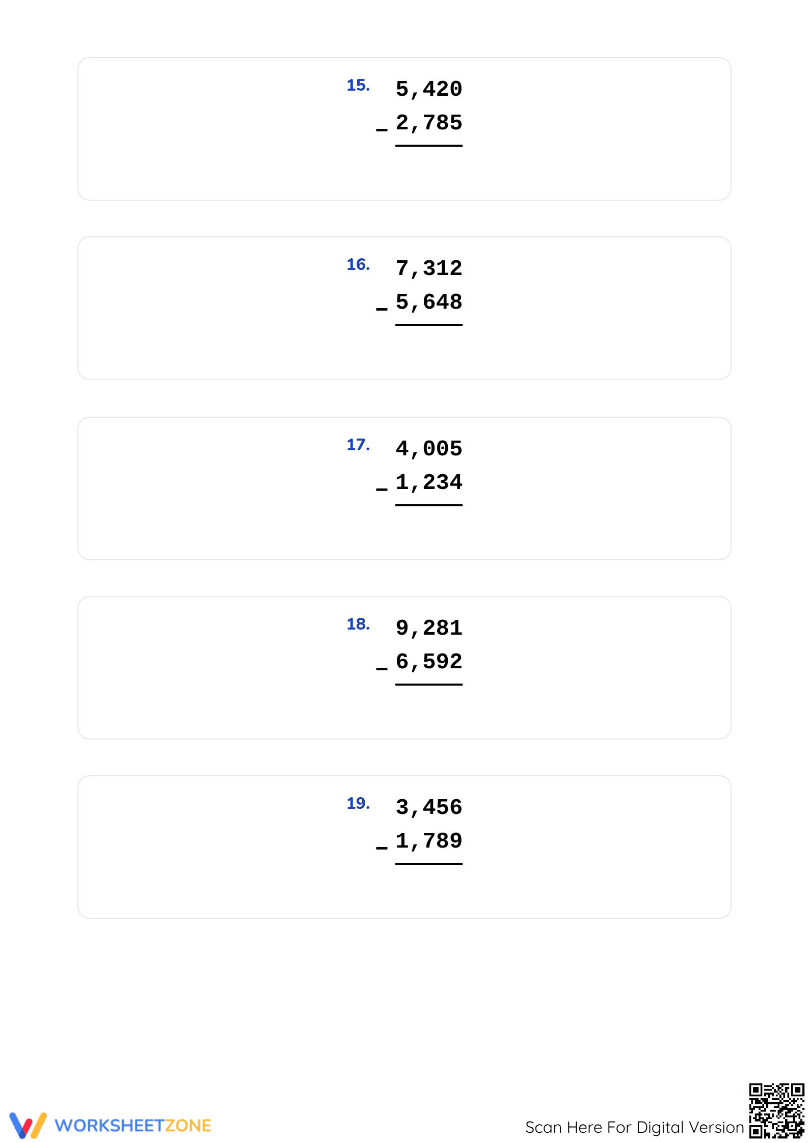 Printable 4-Digit Subtraction Worksheet | Grade 4 Math - Page 4