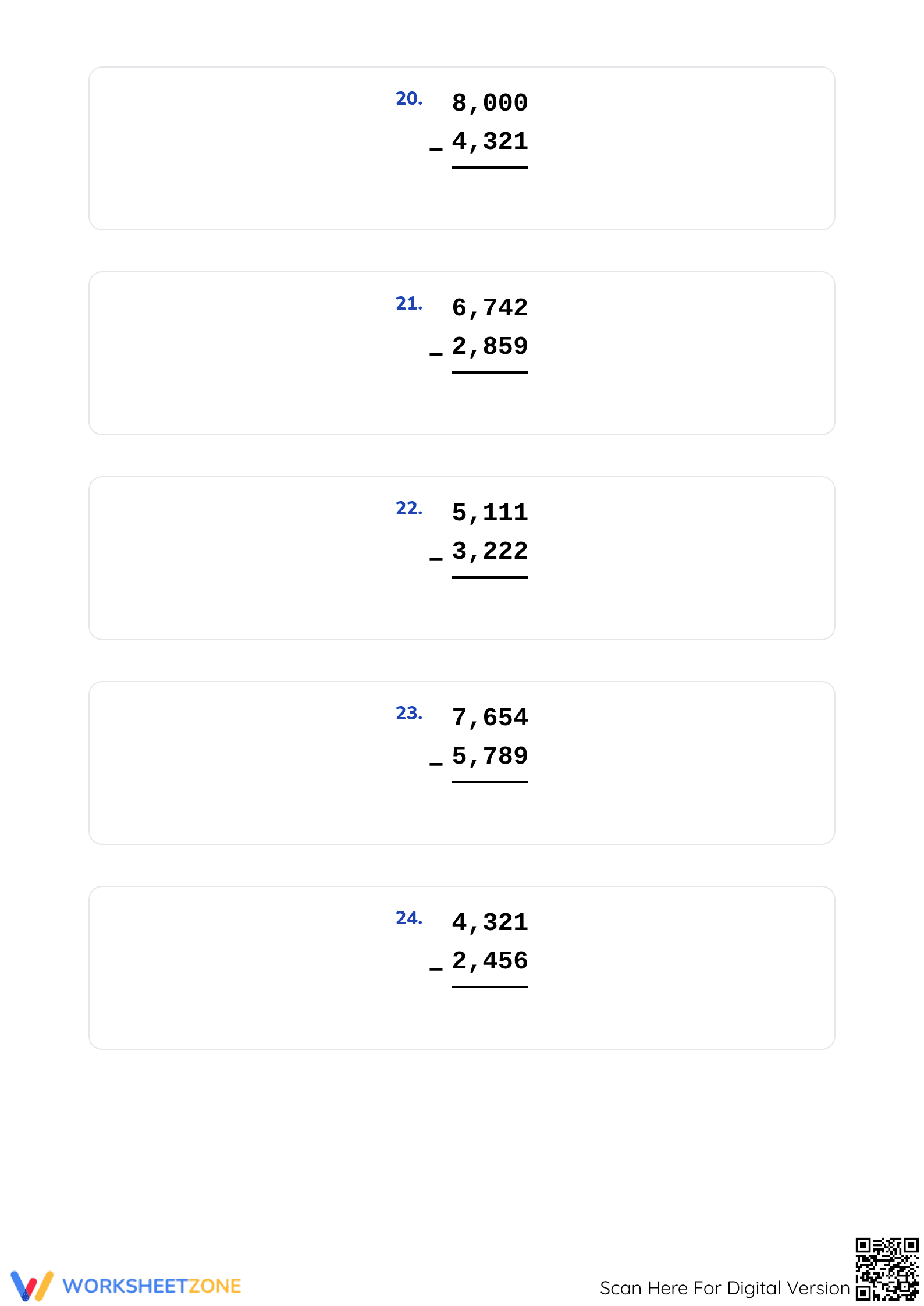 Printable 4-Digit Subtraction Worksheet | Grade 4 Math - Page 5