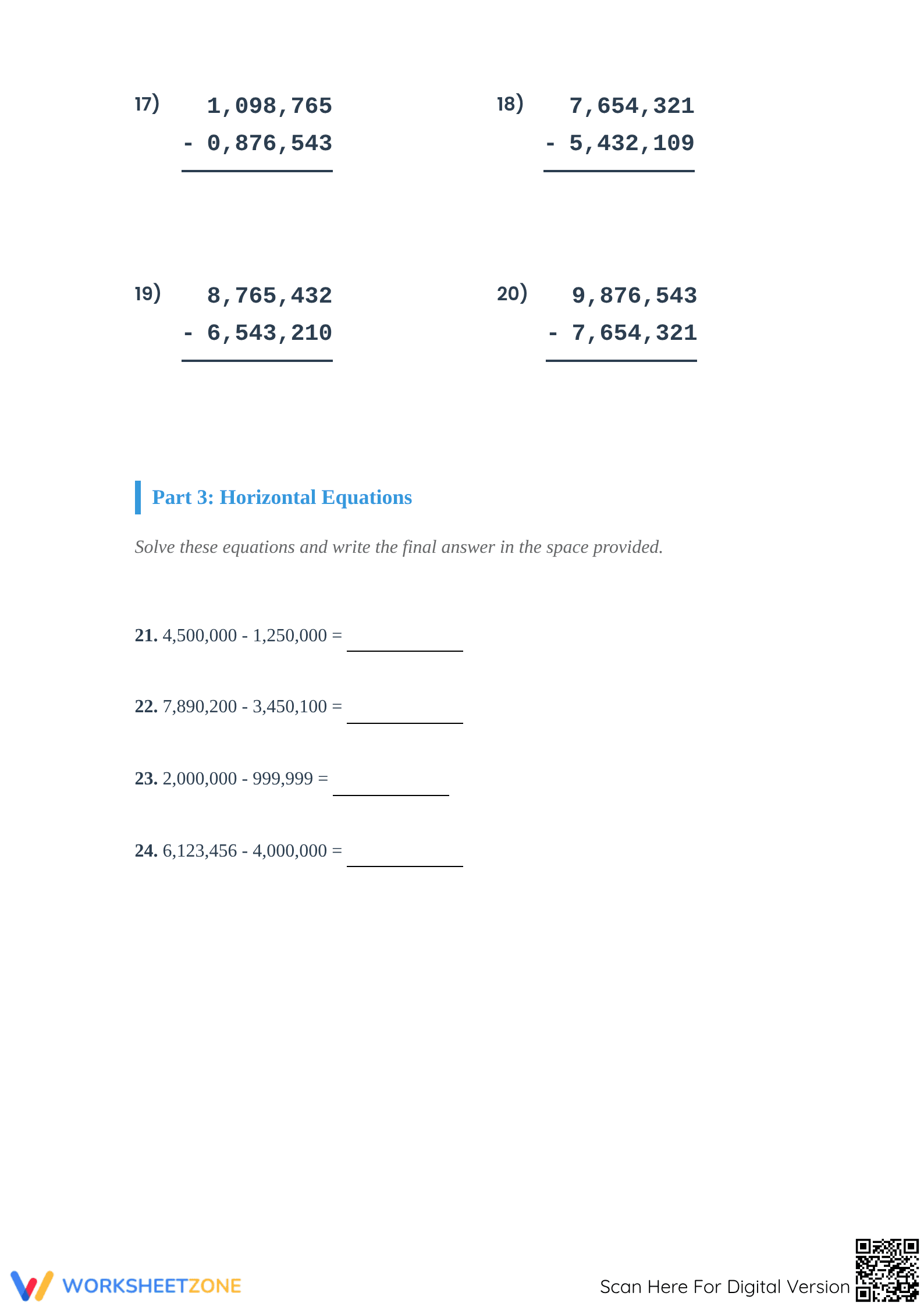 Printable Subtraction Worksheet | Grade 4 Math - Page 3