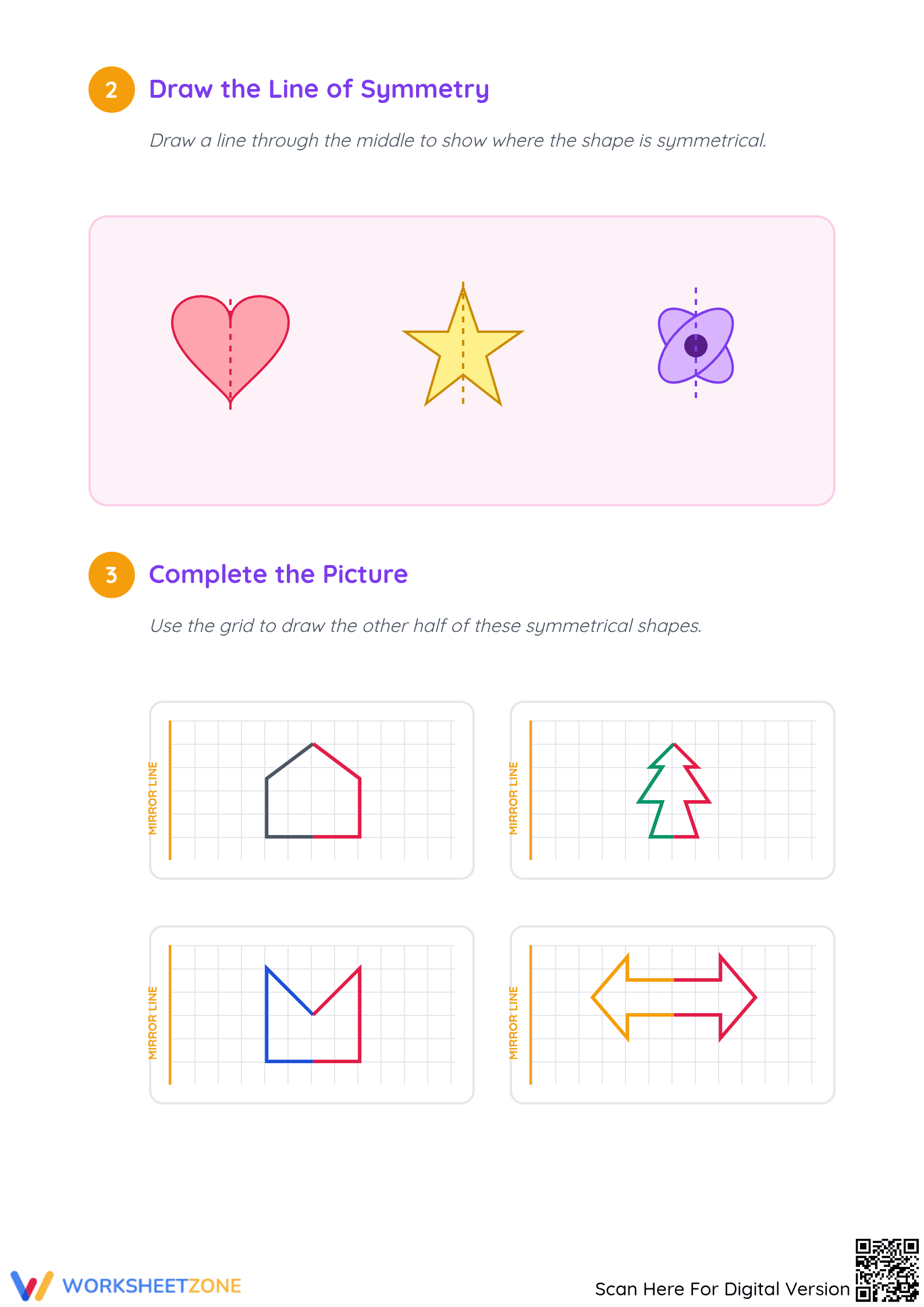 Grade 2 Symmetry — Printable No-Prep Worksheet - Page 2