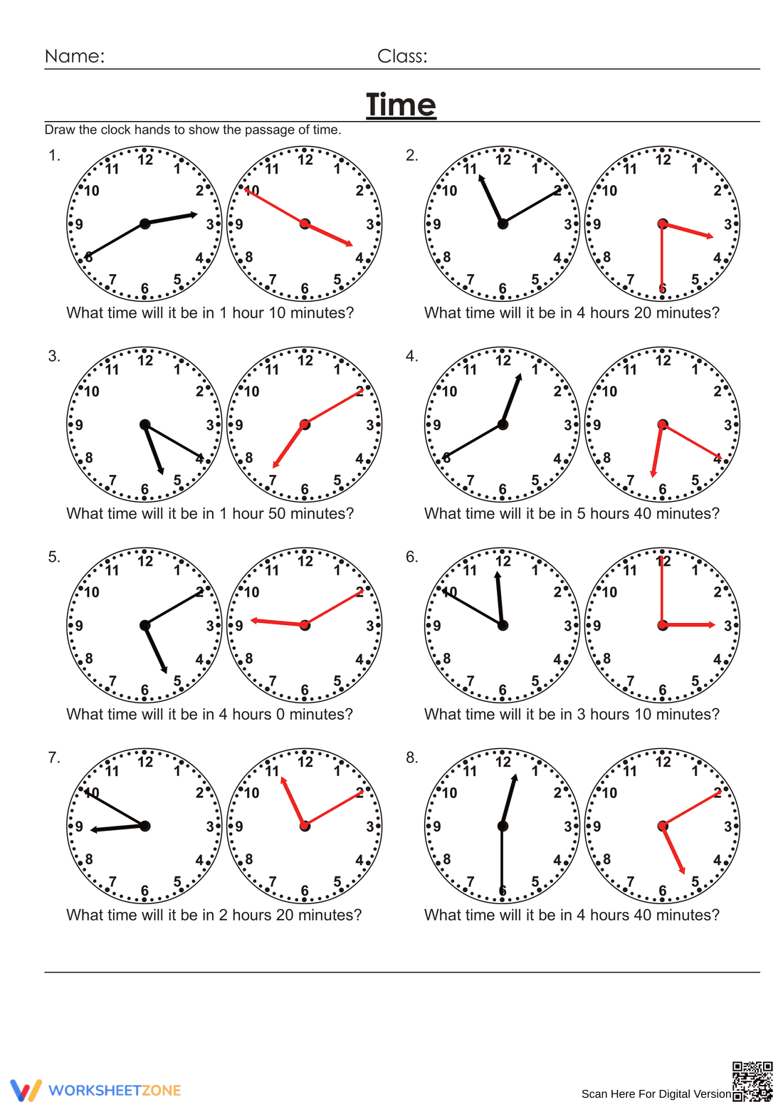 Grade 3 Elapsed Time — Printable No-Prep Worksheet - Page 2