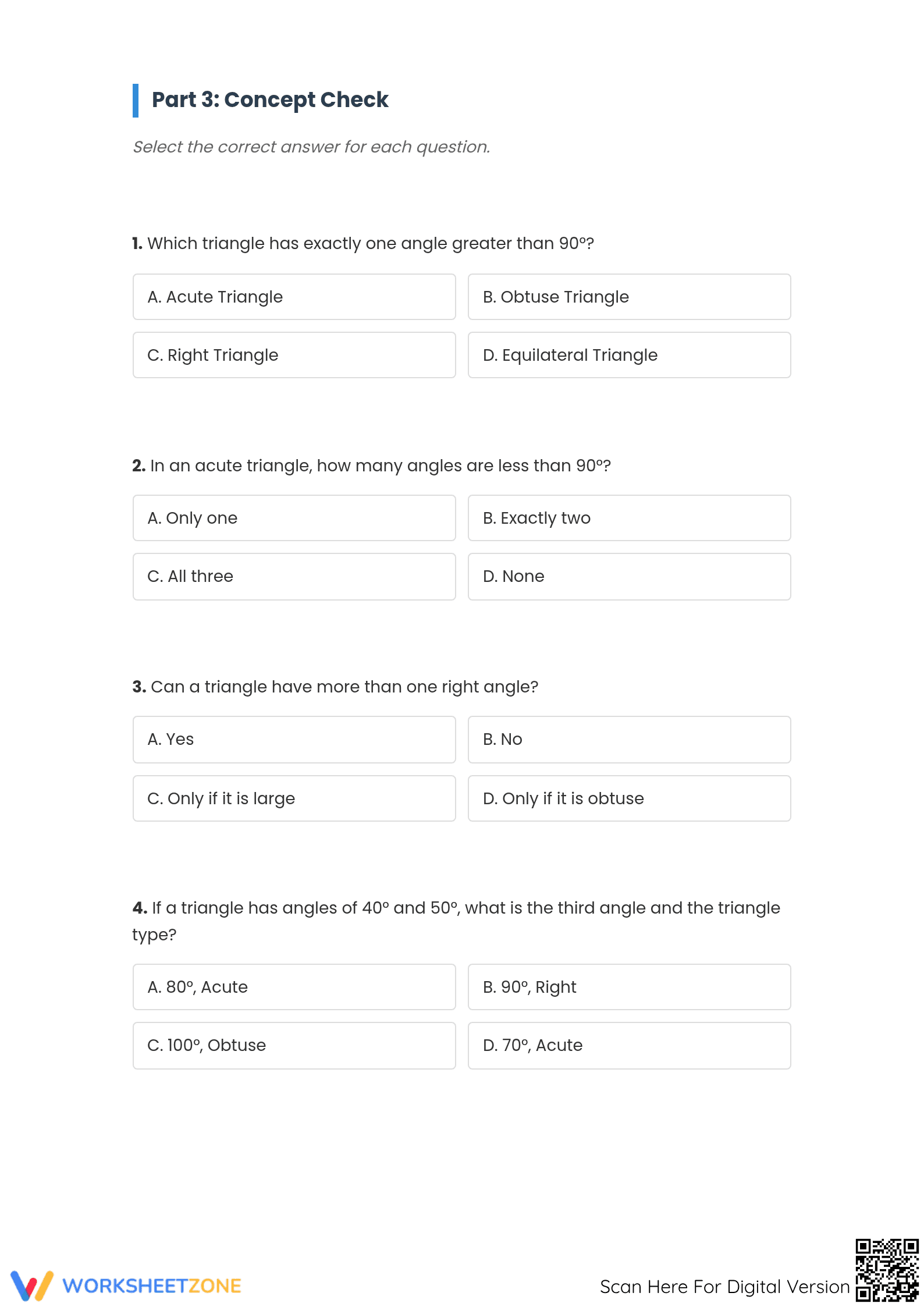 Acute, Obtuse, and Right Triangles Worksheet | Grade 4 Ready - Page 3