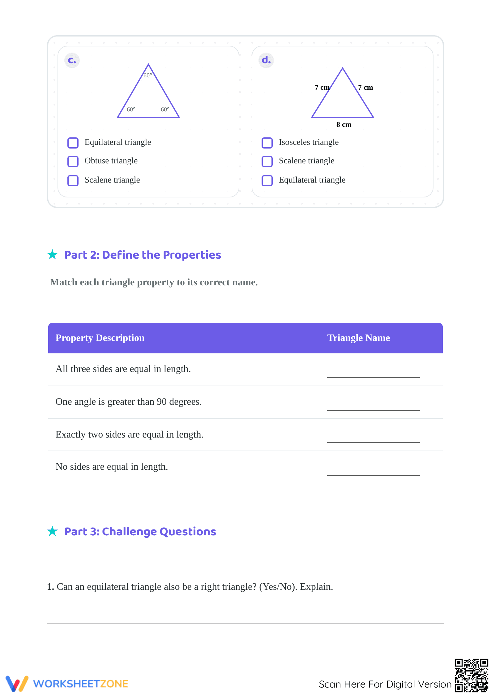 Grade 4 Triangles — Printable No-Prep Worksheet - Page 2
