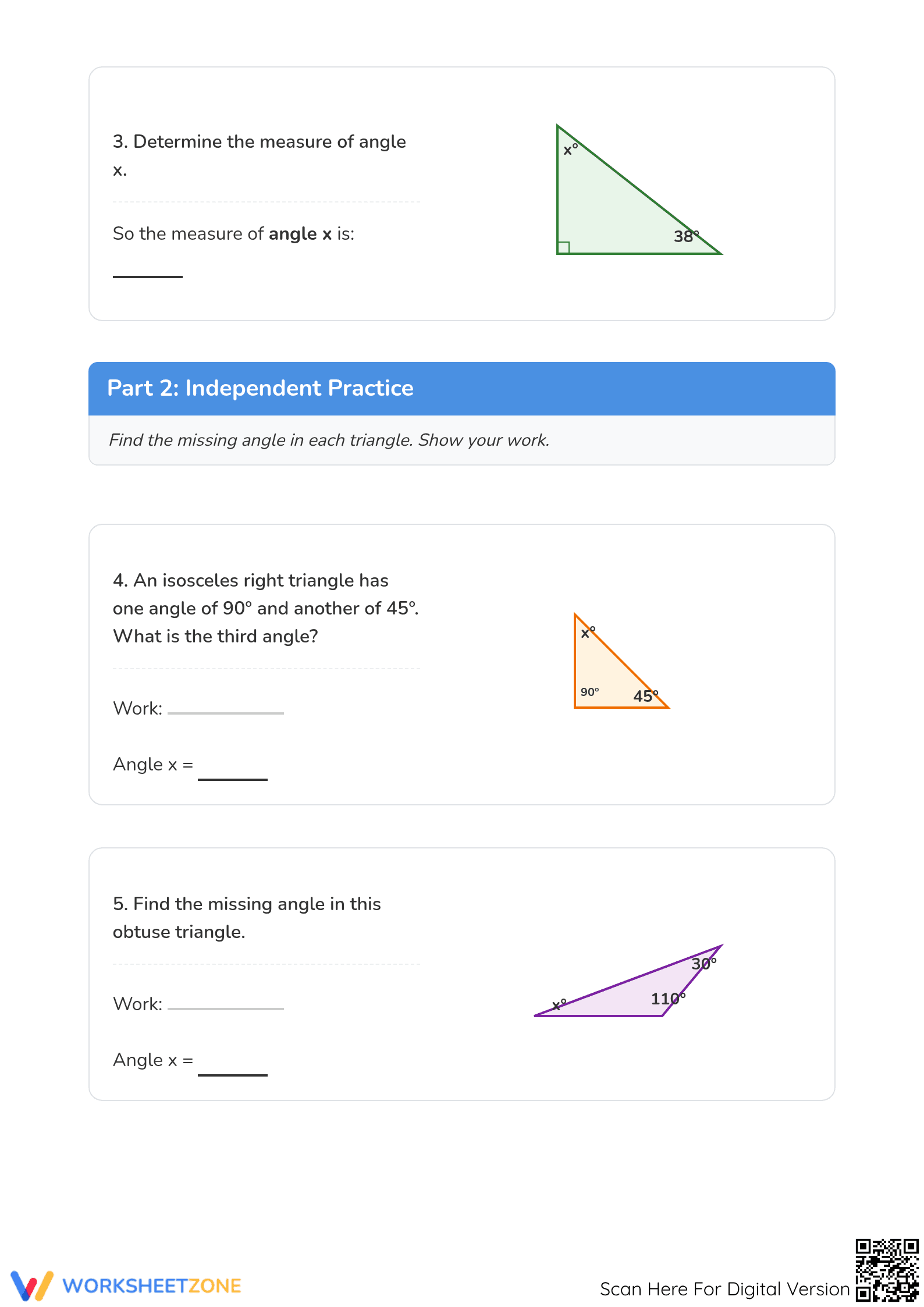 Find Missing Angles in Triangles | Essential Grade 5 Math - Page 2