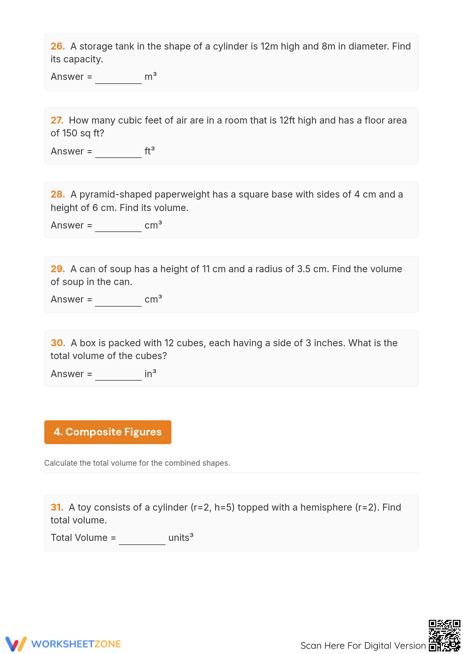 Printable Volume Worksheet | Grade 8 Geometry - Page 5