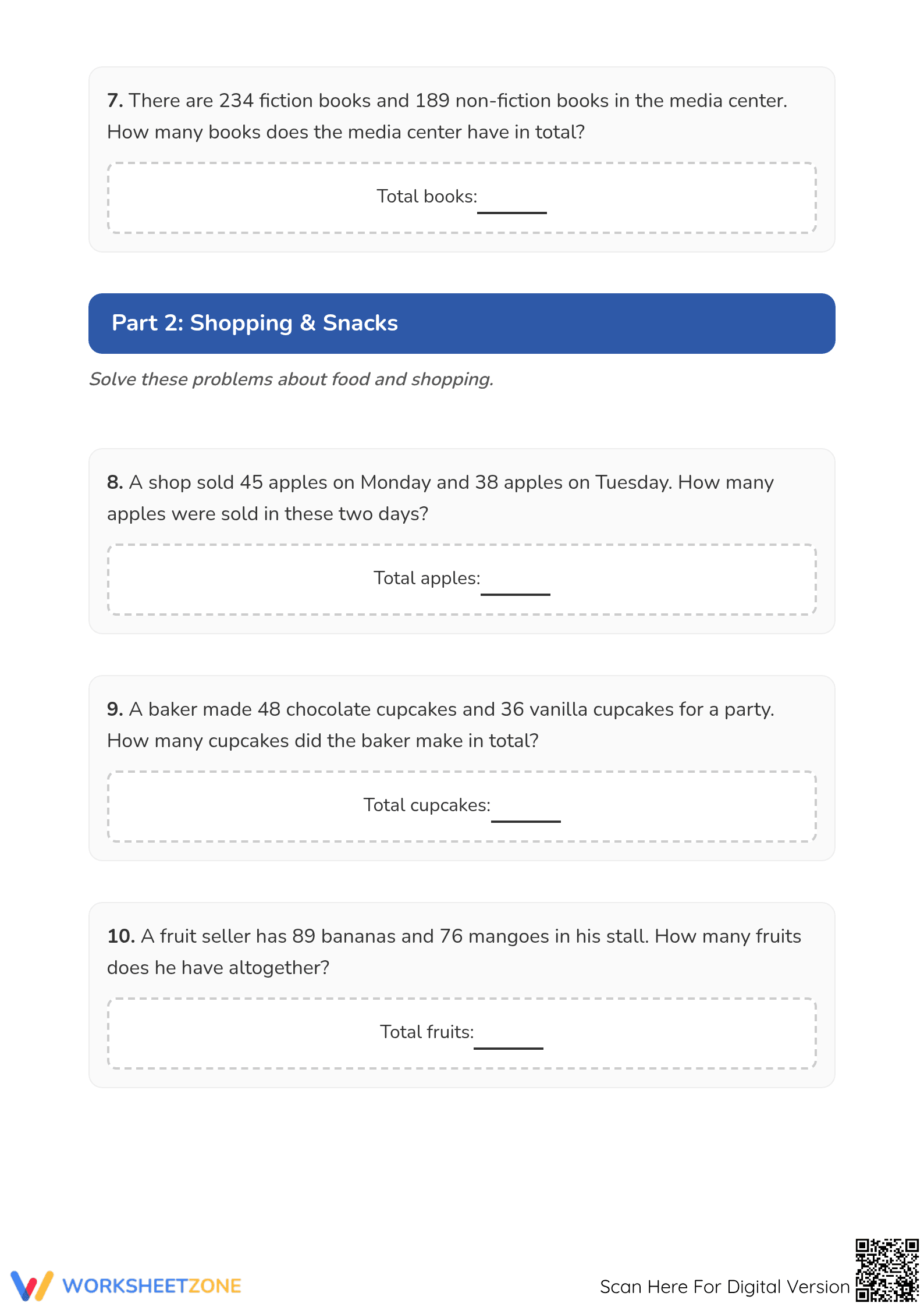 Grade 2 Addition Word Problems — Printable No-Prep Worksheet - Page 3