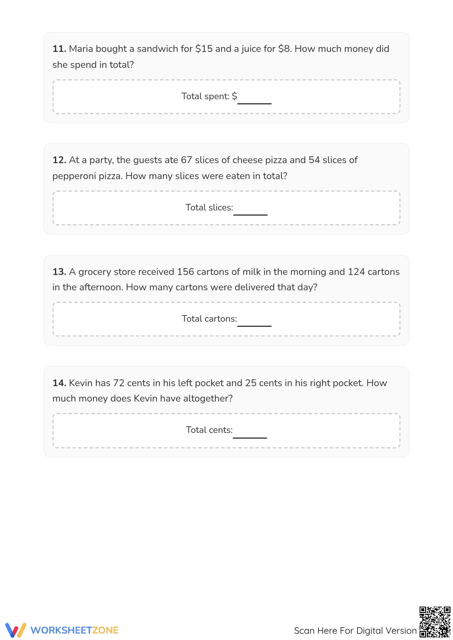 Grade 2 Addition Word Problems — Printable No-Prep Worksheet - Page 4