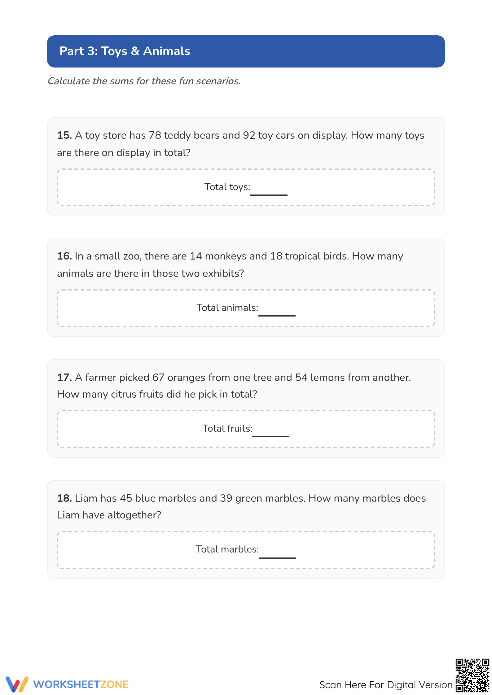 Grade 2 Addition Word Problems — Printable No-Prep Worksheet - Page 5
