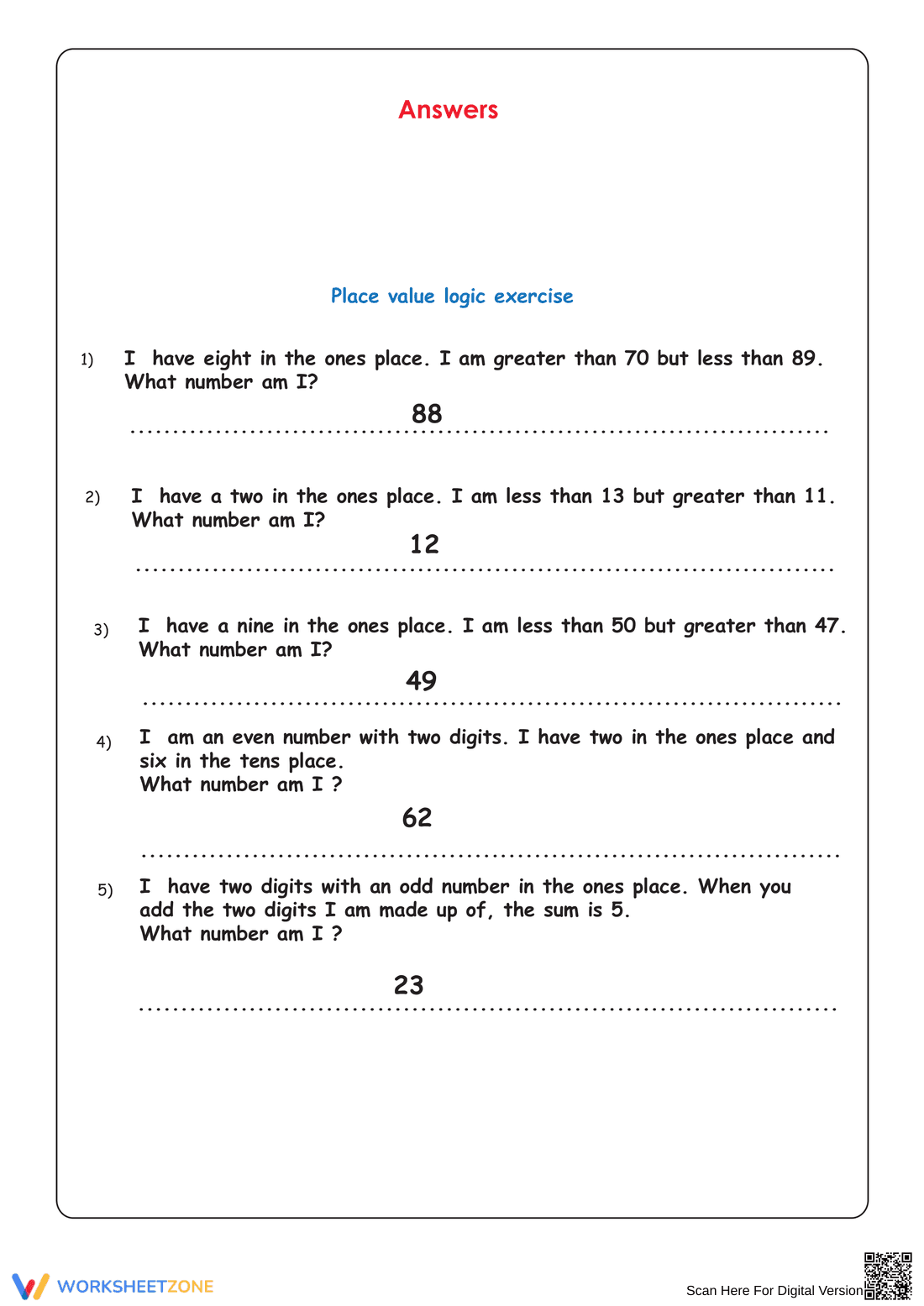 Solving Place Value Word Problems - Page 2