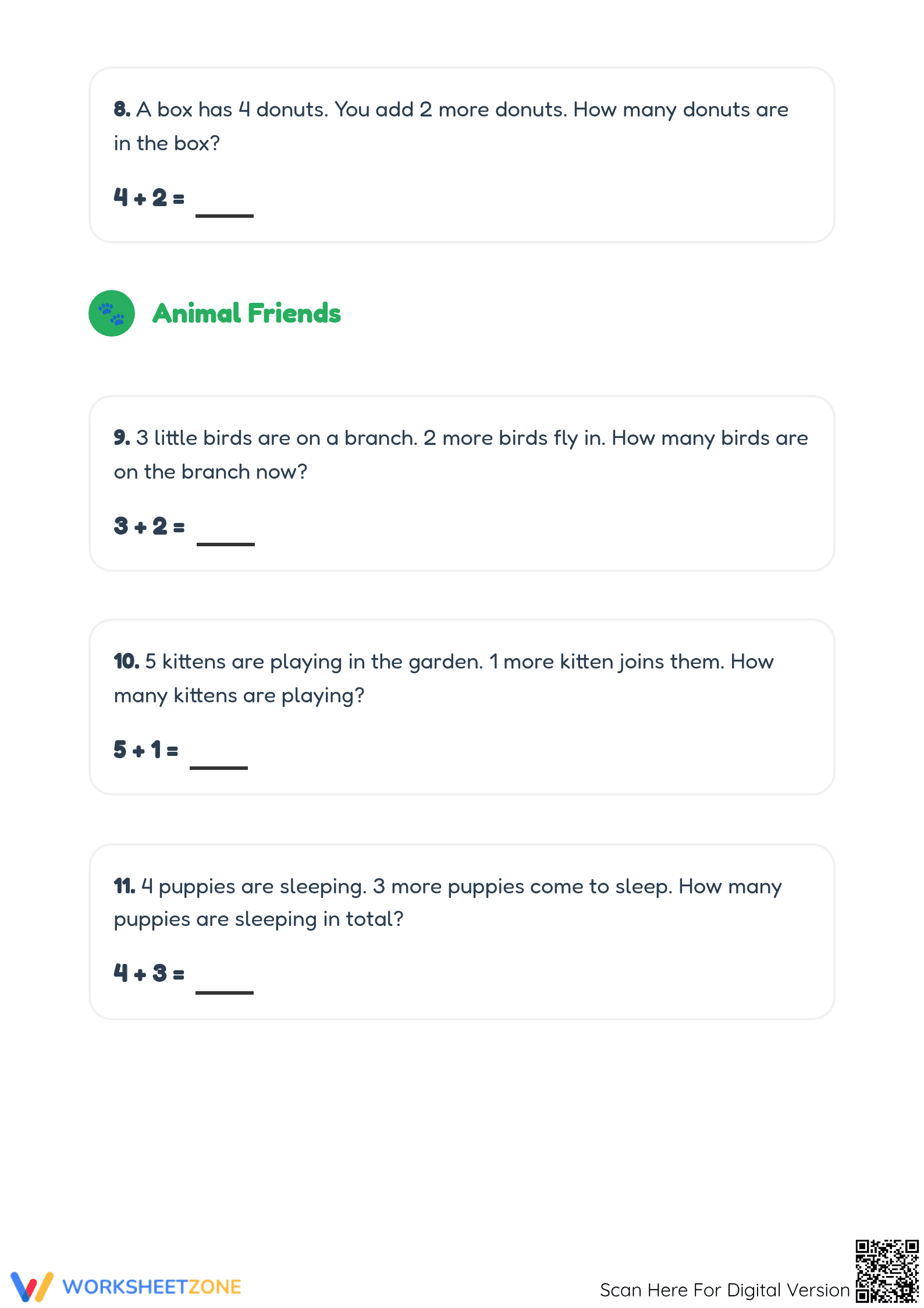 Grade 2 Addition Word Problems — Printable No-Prep Worksheet - Page 3