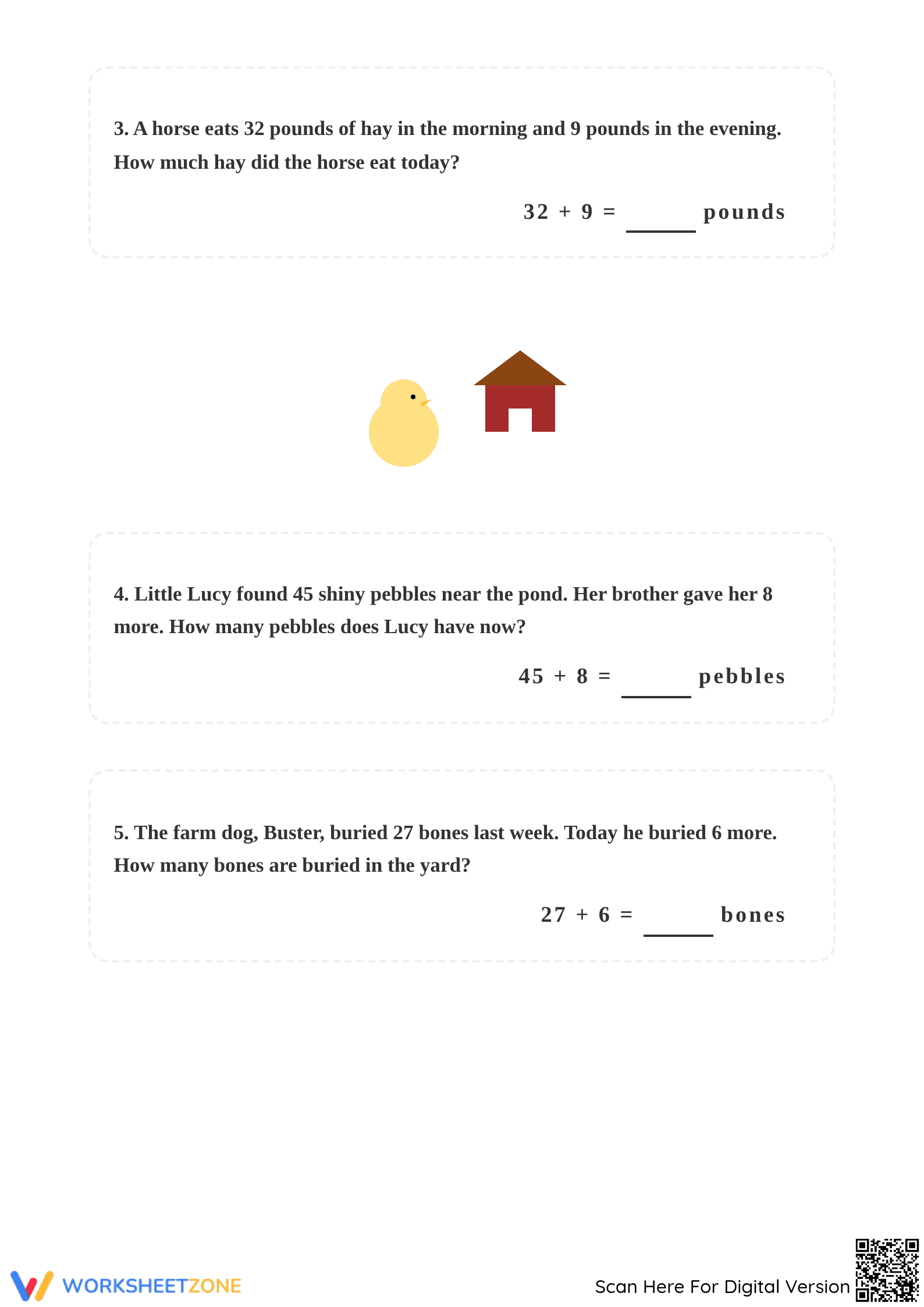Printable Addition Word Problems Worksheet | Grade 2 Math - Page 2