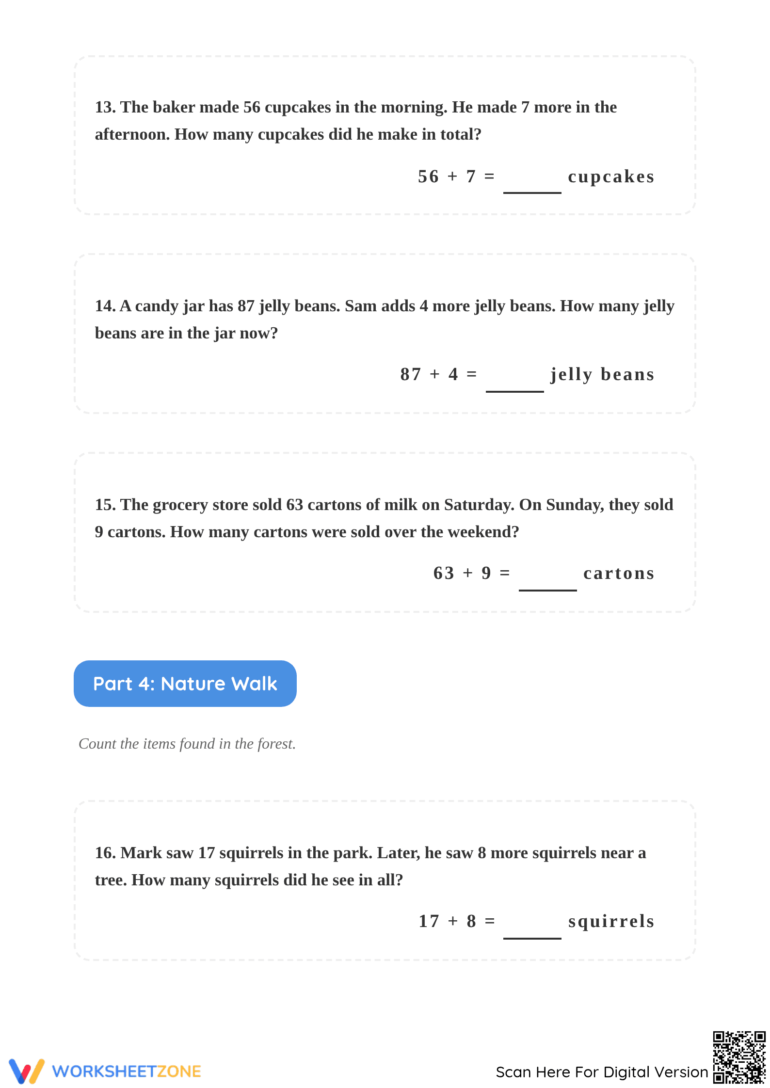 Printable Addition Word Problems Worksheet | Grade 2 Math - Page 5