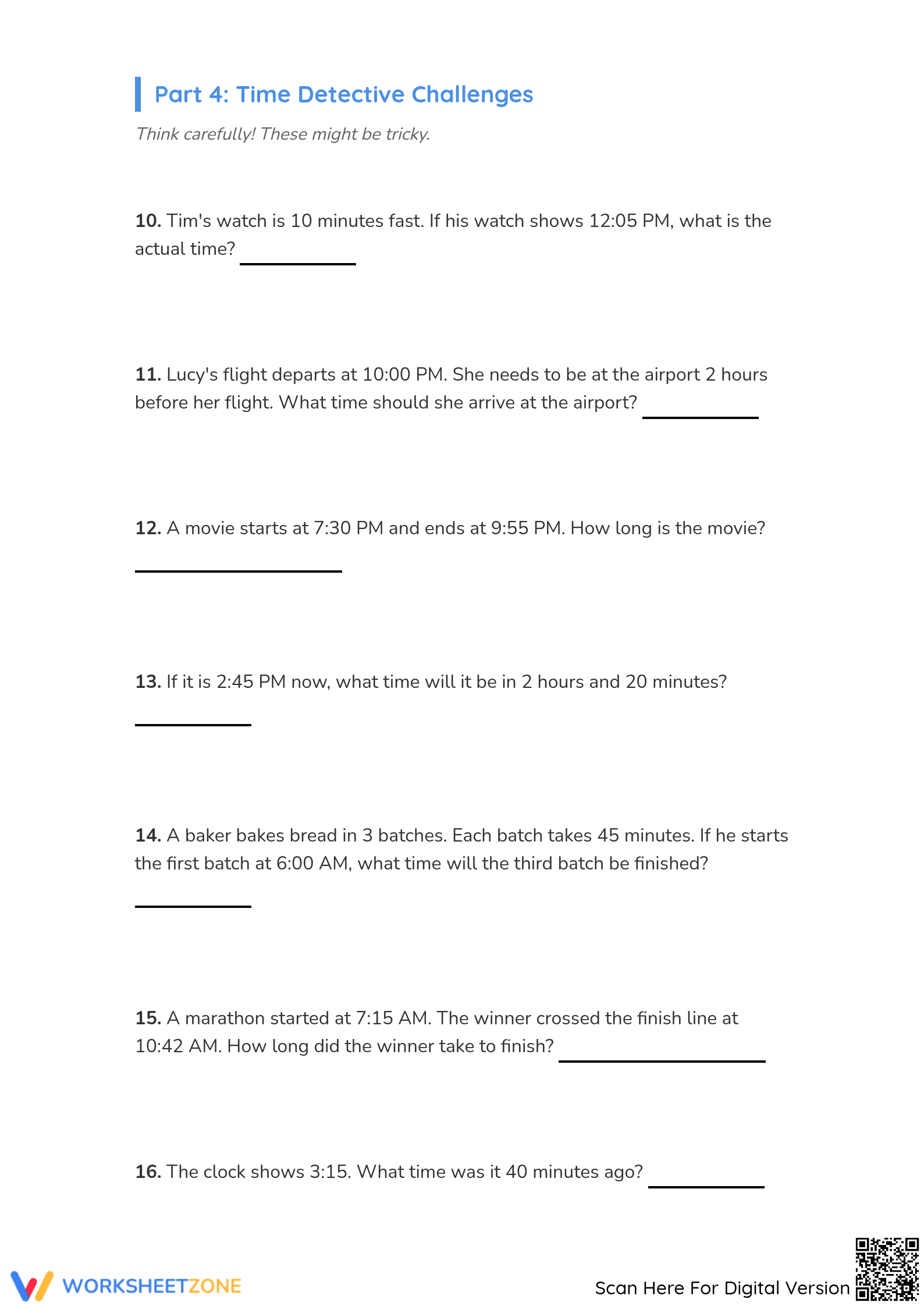 Grade 3 Time Word Problems — Printable No-Prep Worksheet - Page 4