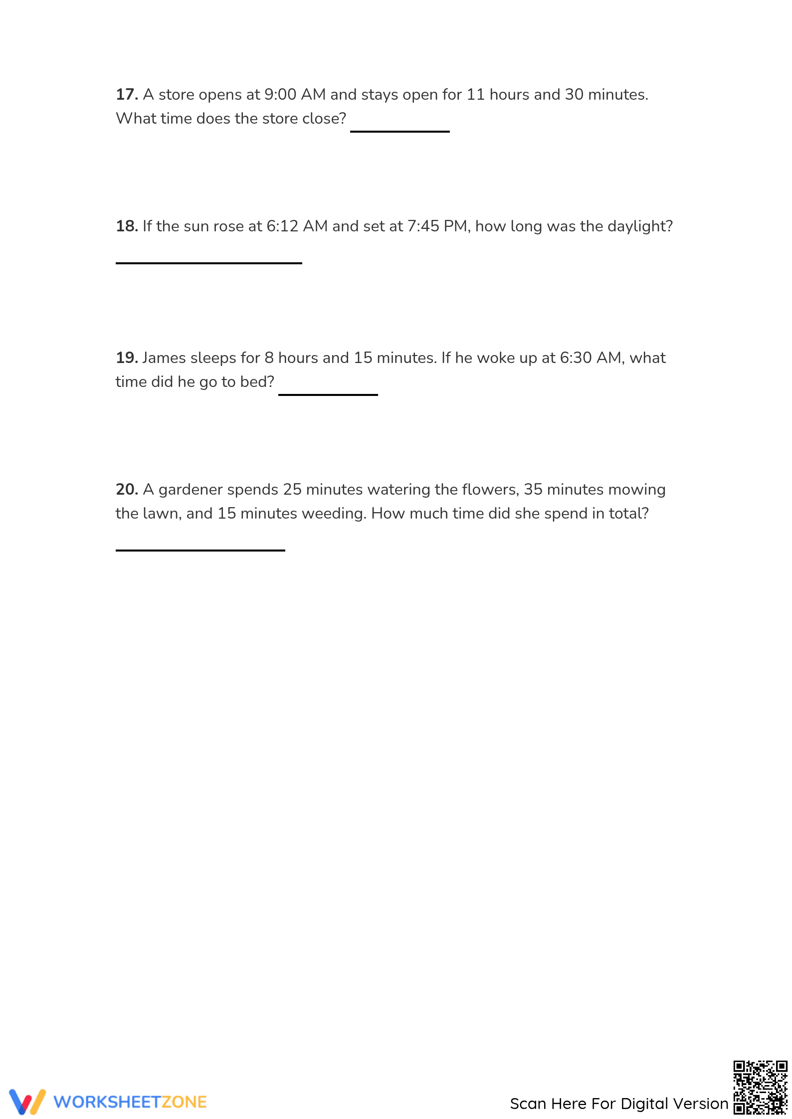 Grade 3 Time Word Problems — Printable No-Prep Worksheet - Page 5