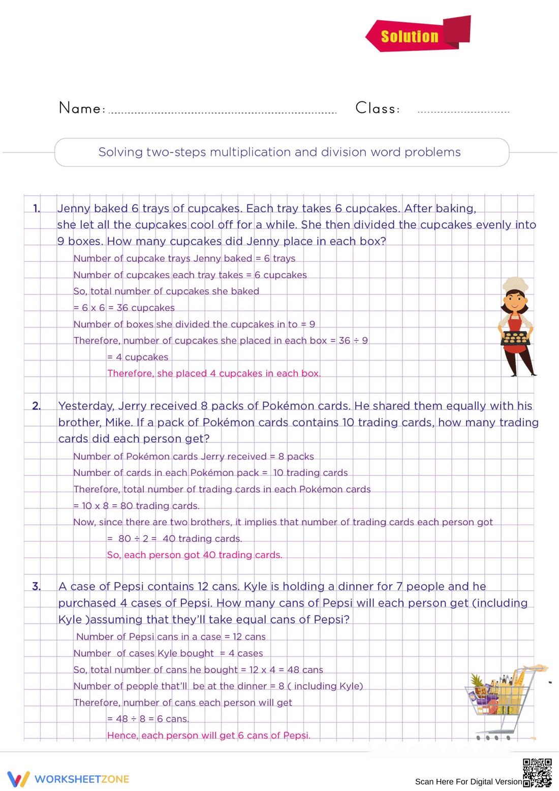 Solving Two-Step Multiplication and Division Word Problems - Page 2