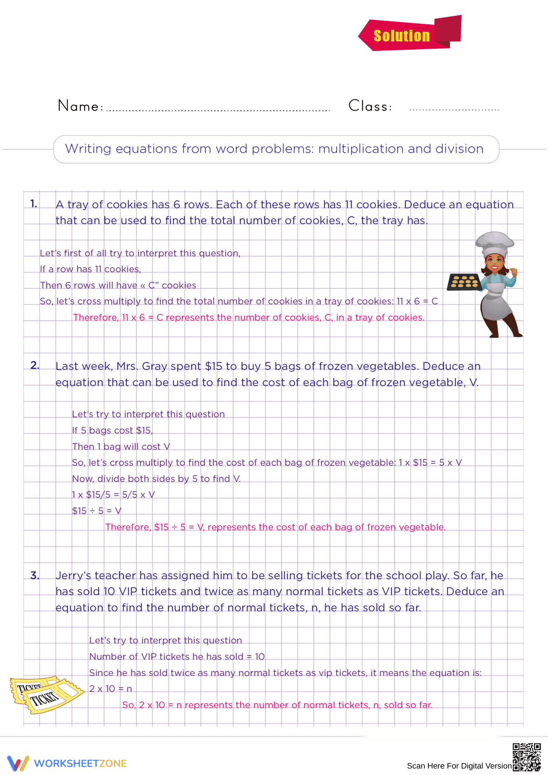Writing Equations from Multiplication and Division Word Problems - Page 2