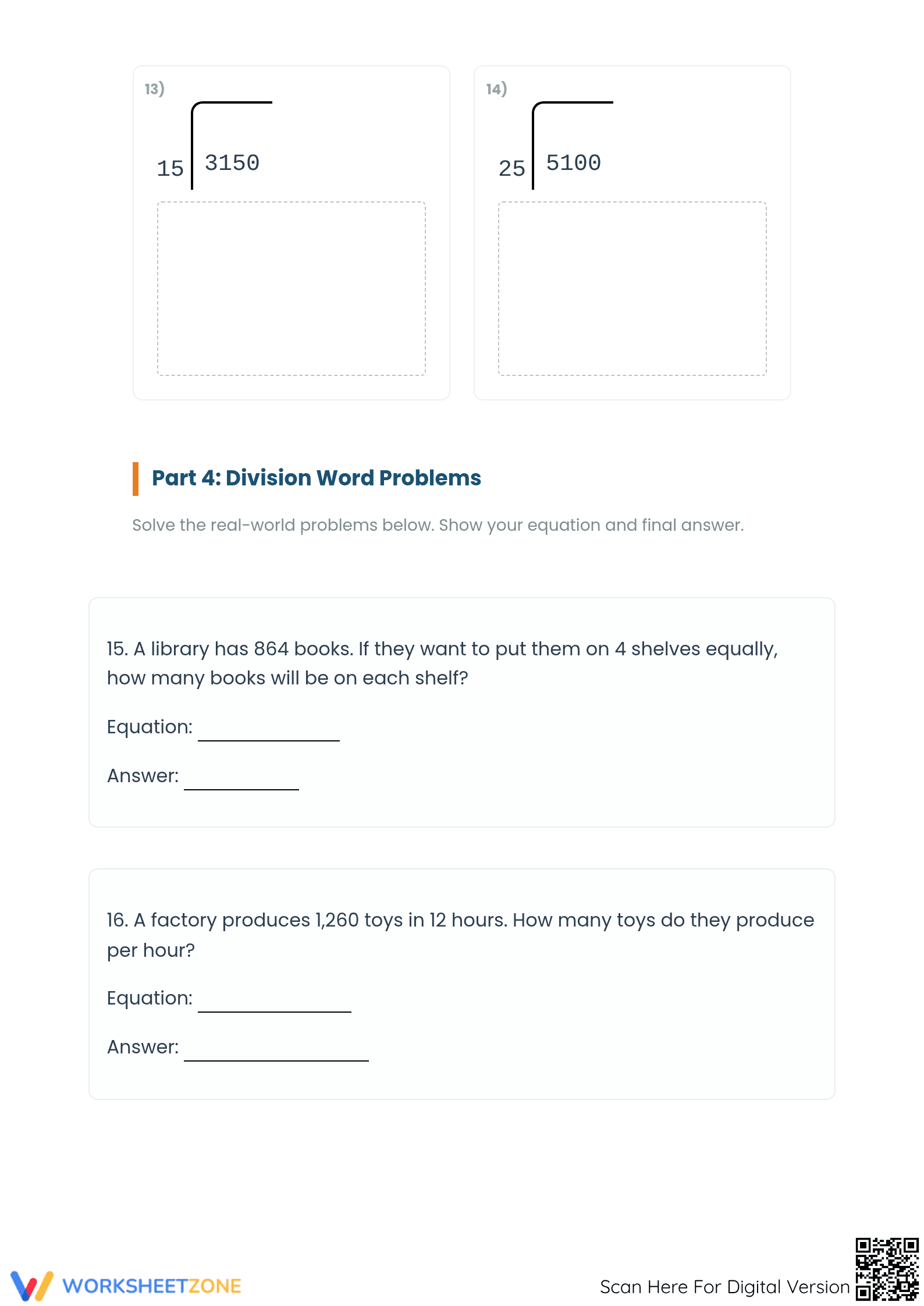 Printable Long Division Worksheet | Grade 4 Math - Page 4