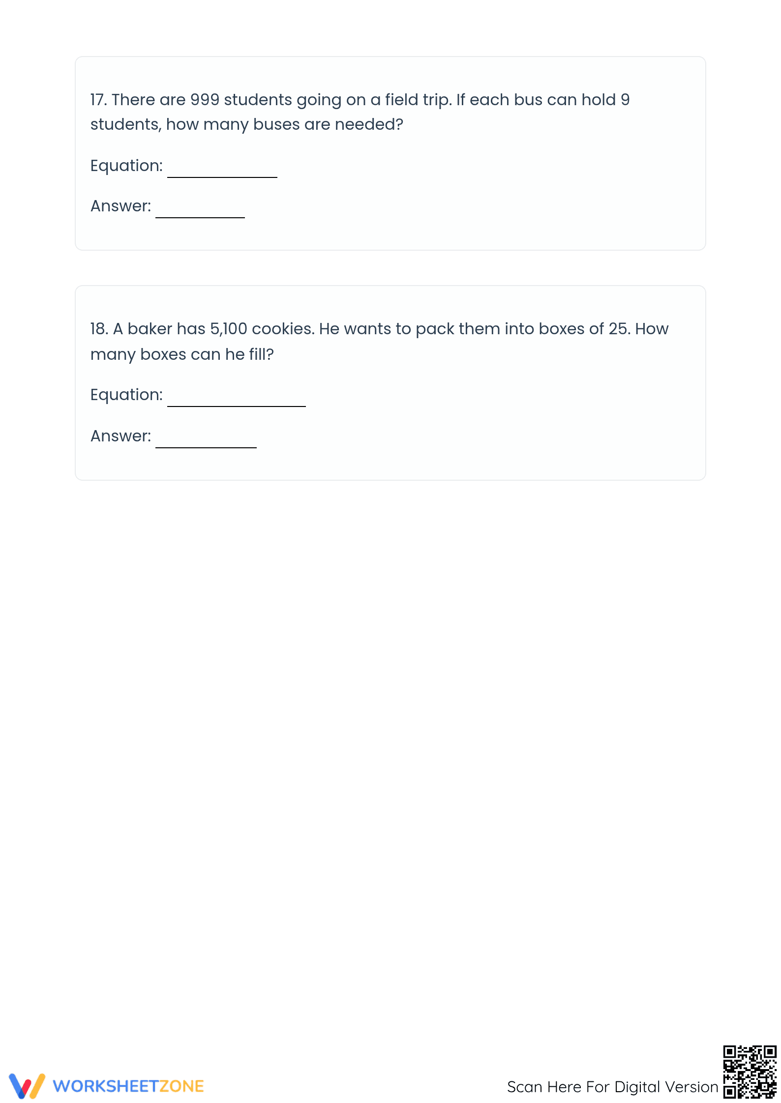 Printable Long Division Worksheet | Grade 4 Math - Page 5