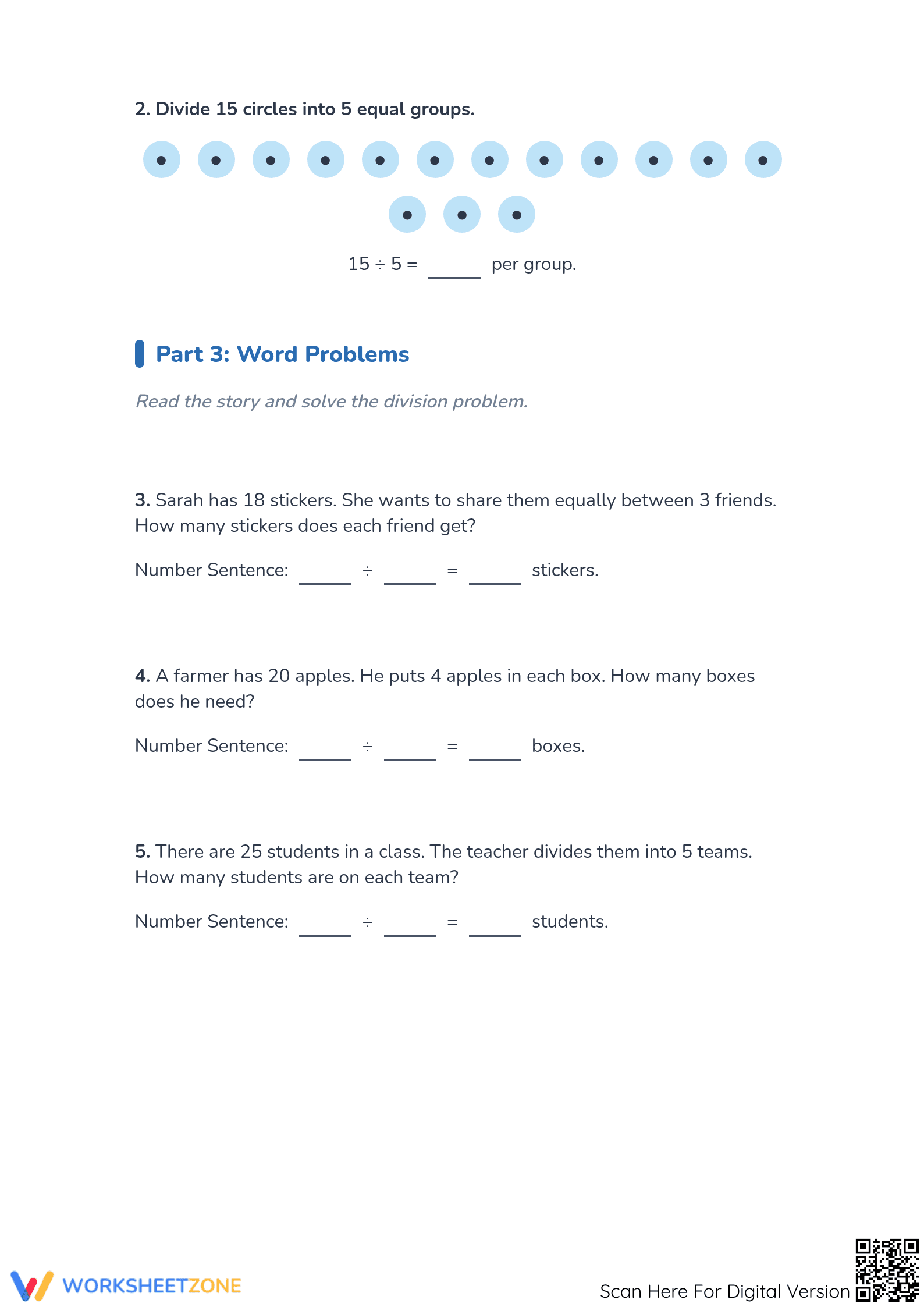 Grade 3 Division — Printable No-Prep Worksheet - Page 2