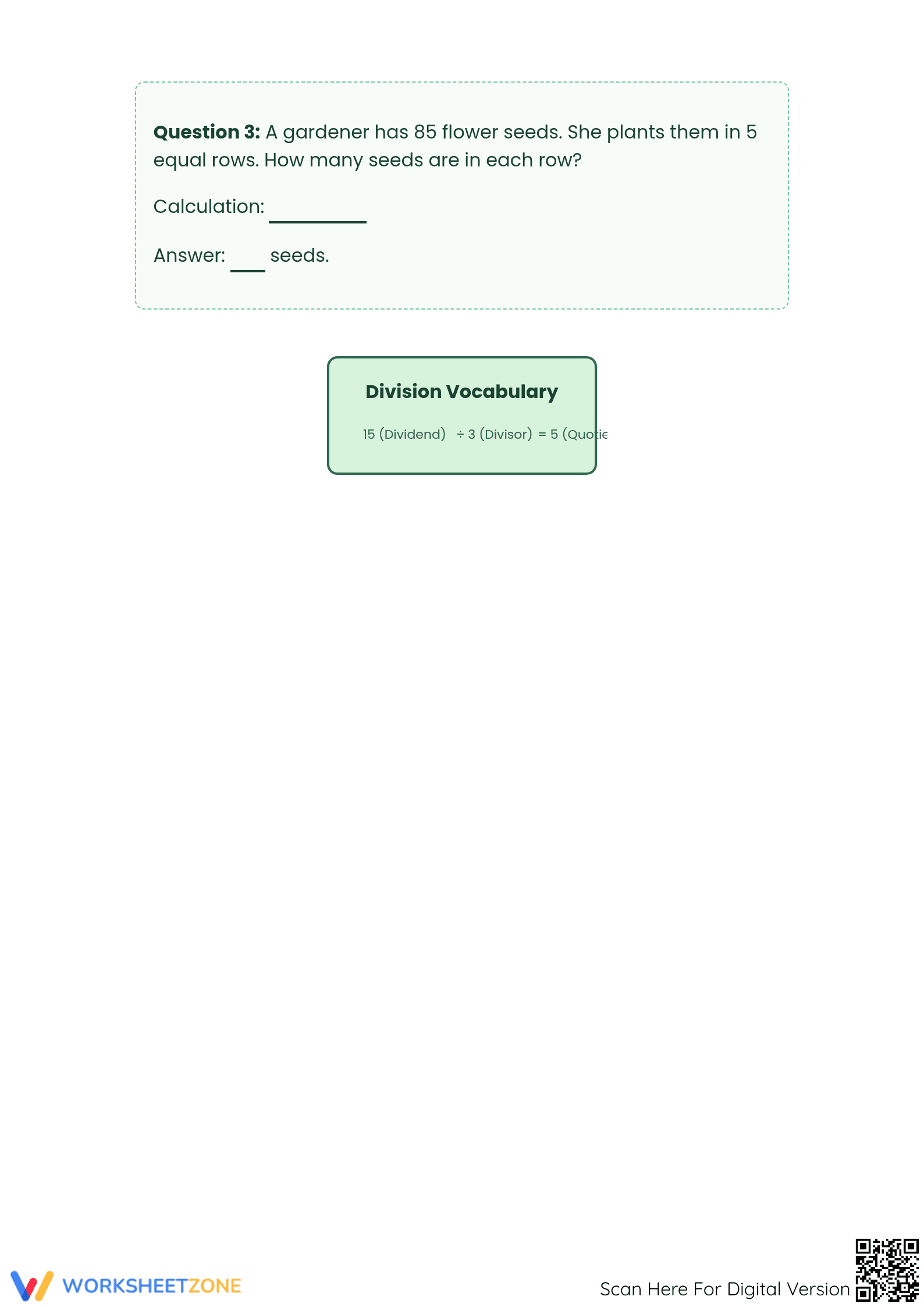 Grade 4 Division — Printable No-Prep Worksheet - Page 3