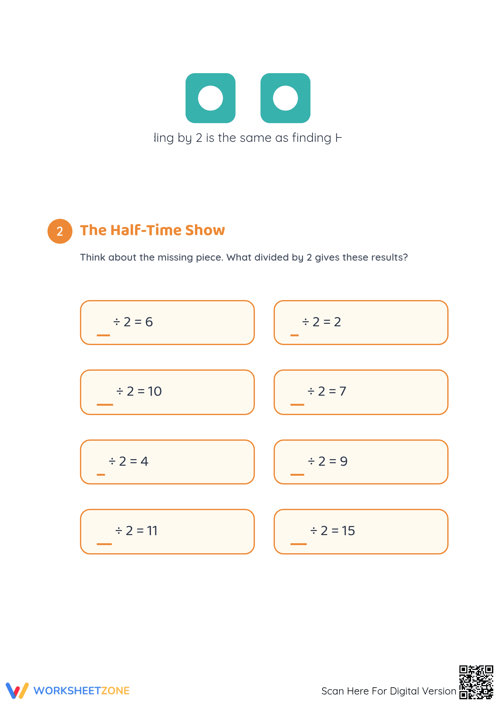 Printable Division by 2 Worksheet | Grade 3 Math - Page 2