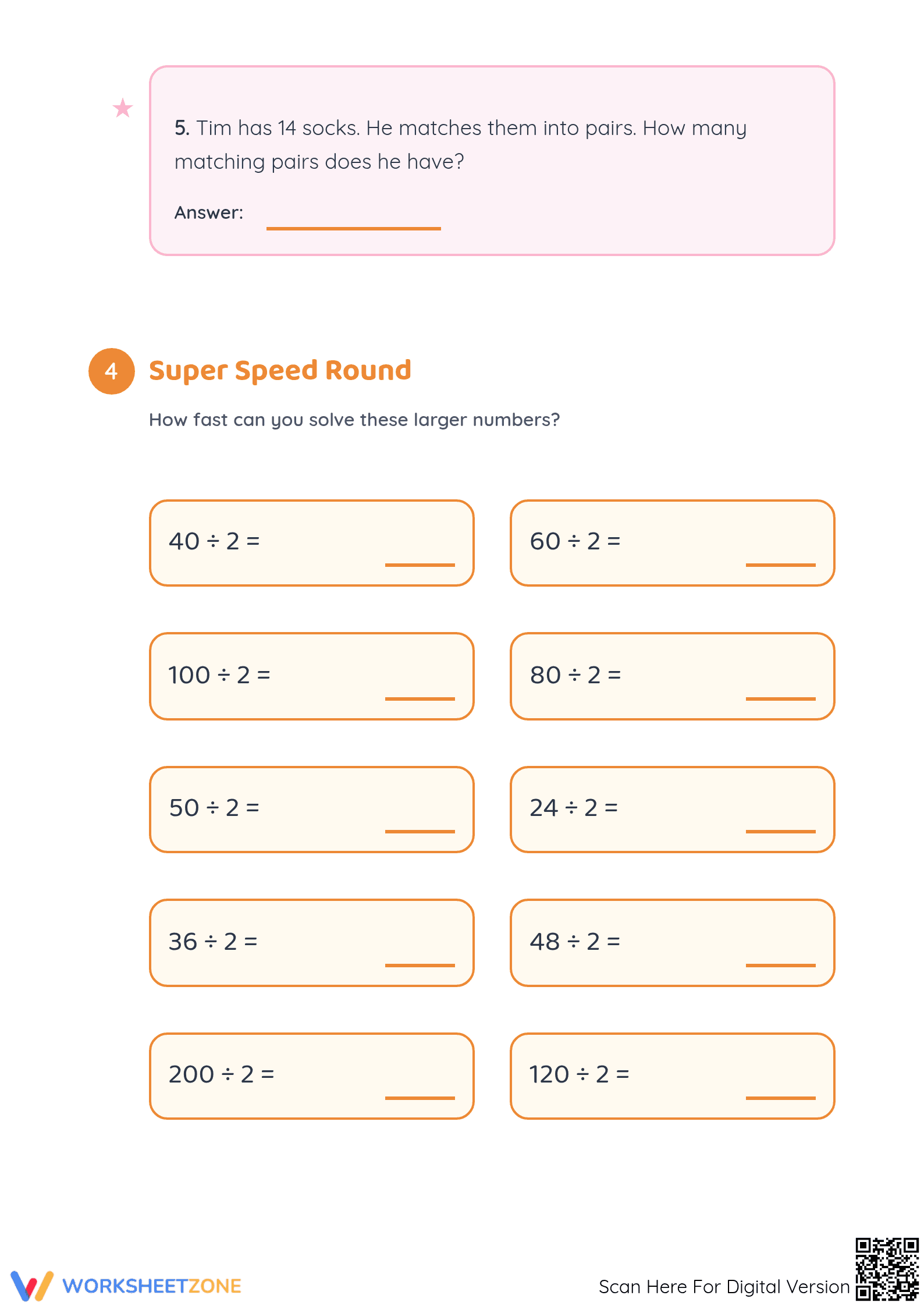 Printable Division by 2 Worksheet | Grade 3 Math - Page 4