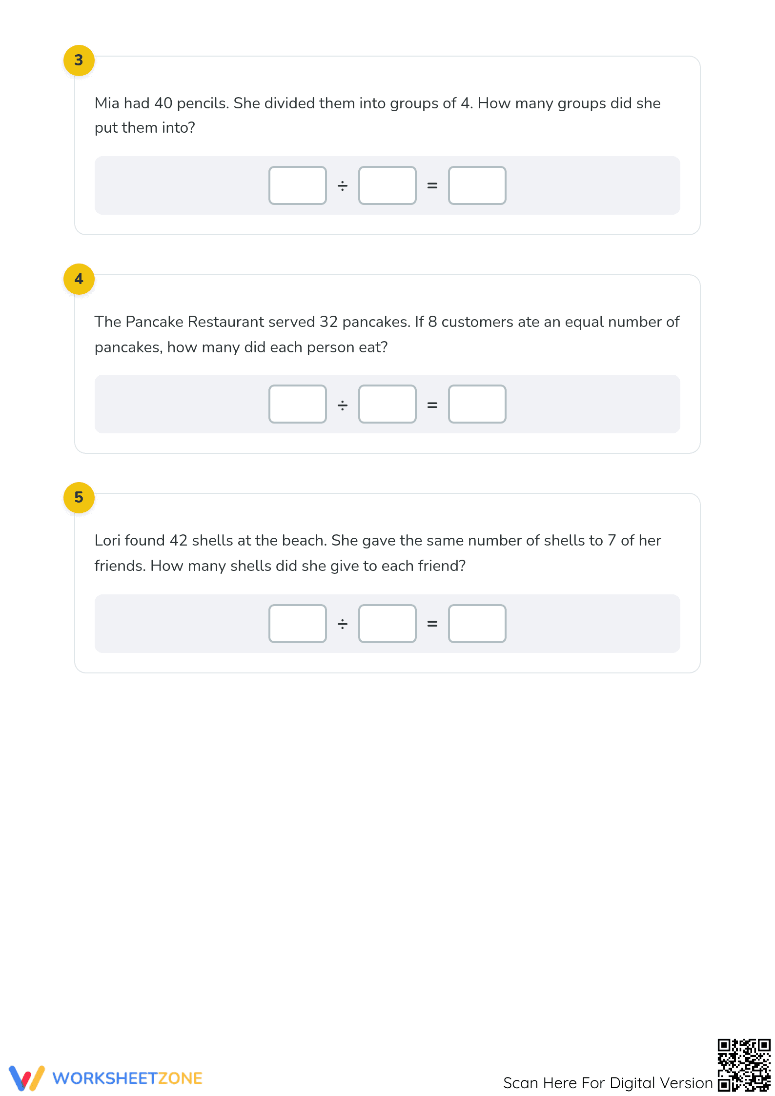 Grade 3 Division — Printable No-Prep Worksheet - Page 2