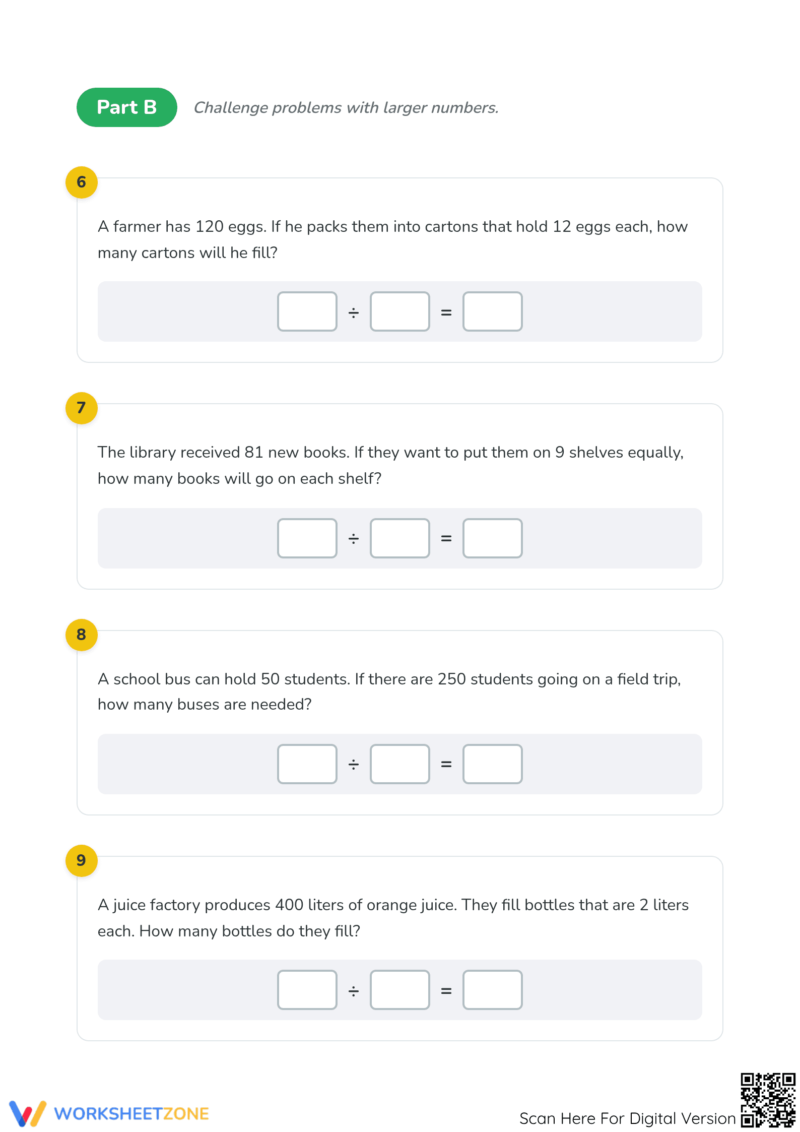 Grade 3 Division — Printable No-Prep Worksheet - Page 3
