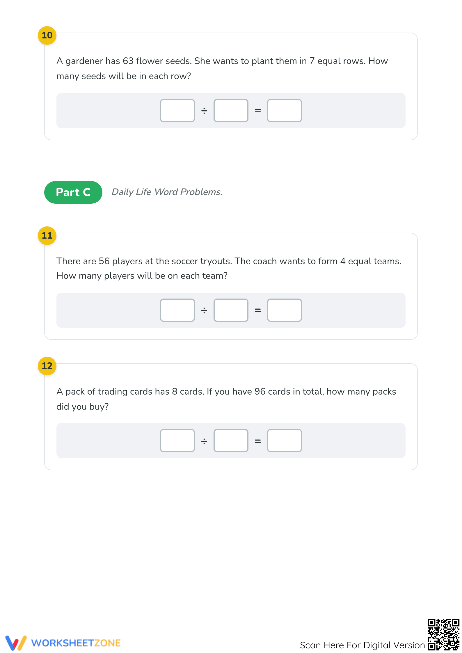 Grade 3 Division — Printable No-Prep Worksheet - Page 4