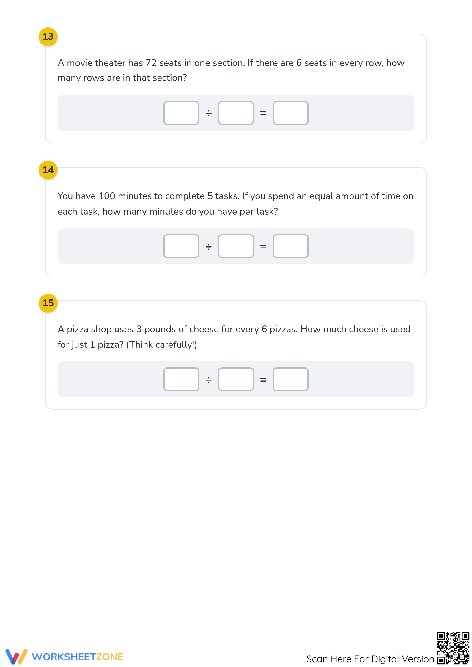 Grade 3 Division — Printable No-Prep Worksheet - Page 5