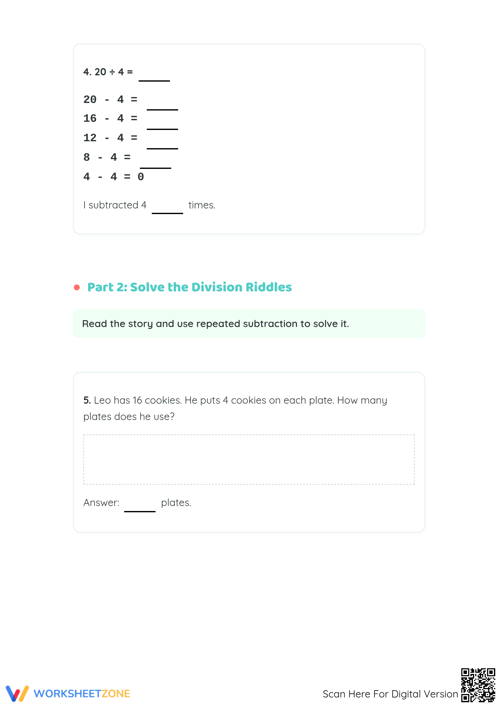Division Subtraction Worksheet (3 Levels) | Grade 3 Ready - Page 3