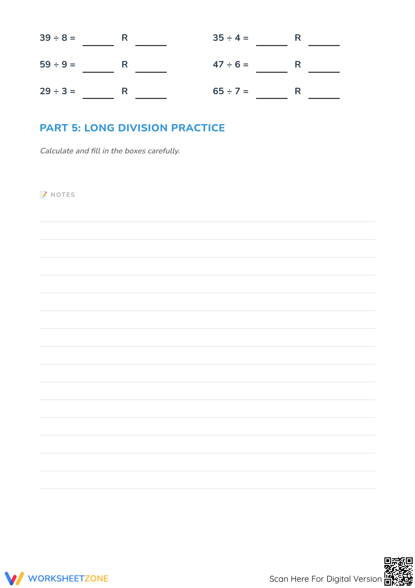 Printable Long Division Worksheet | Grade 4 Math - Page 3