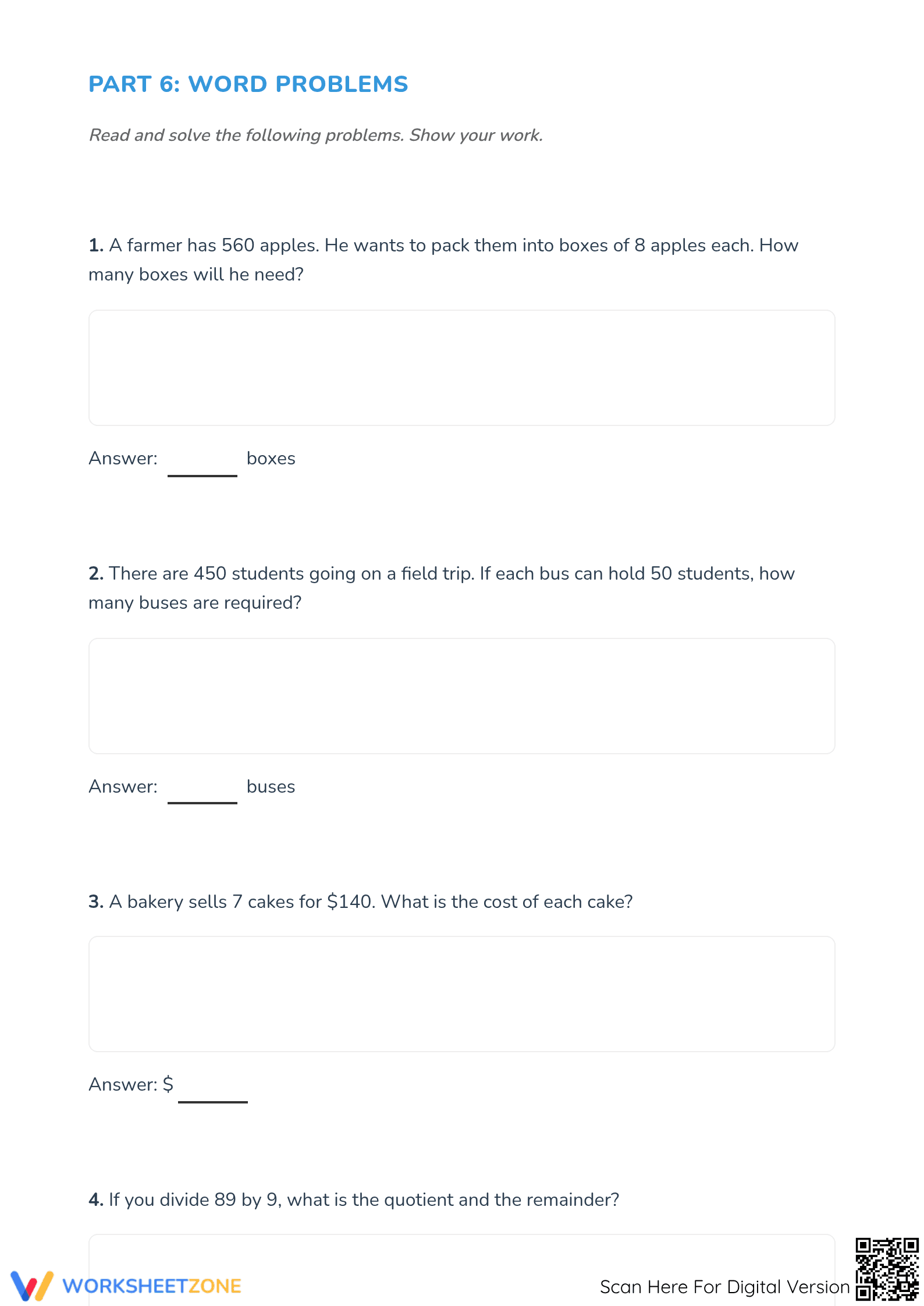 Printable Long Division Worksheet | Grade 4 Math - Page 5