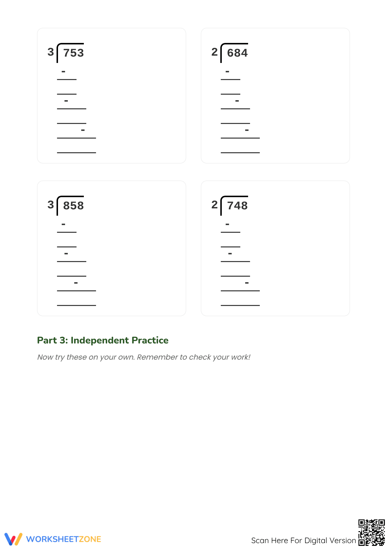 Grade 5 Long Division — Printable No-Prep Worksheet - Page 2