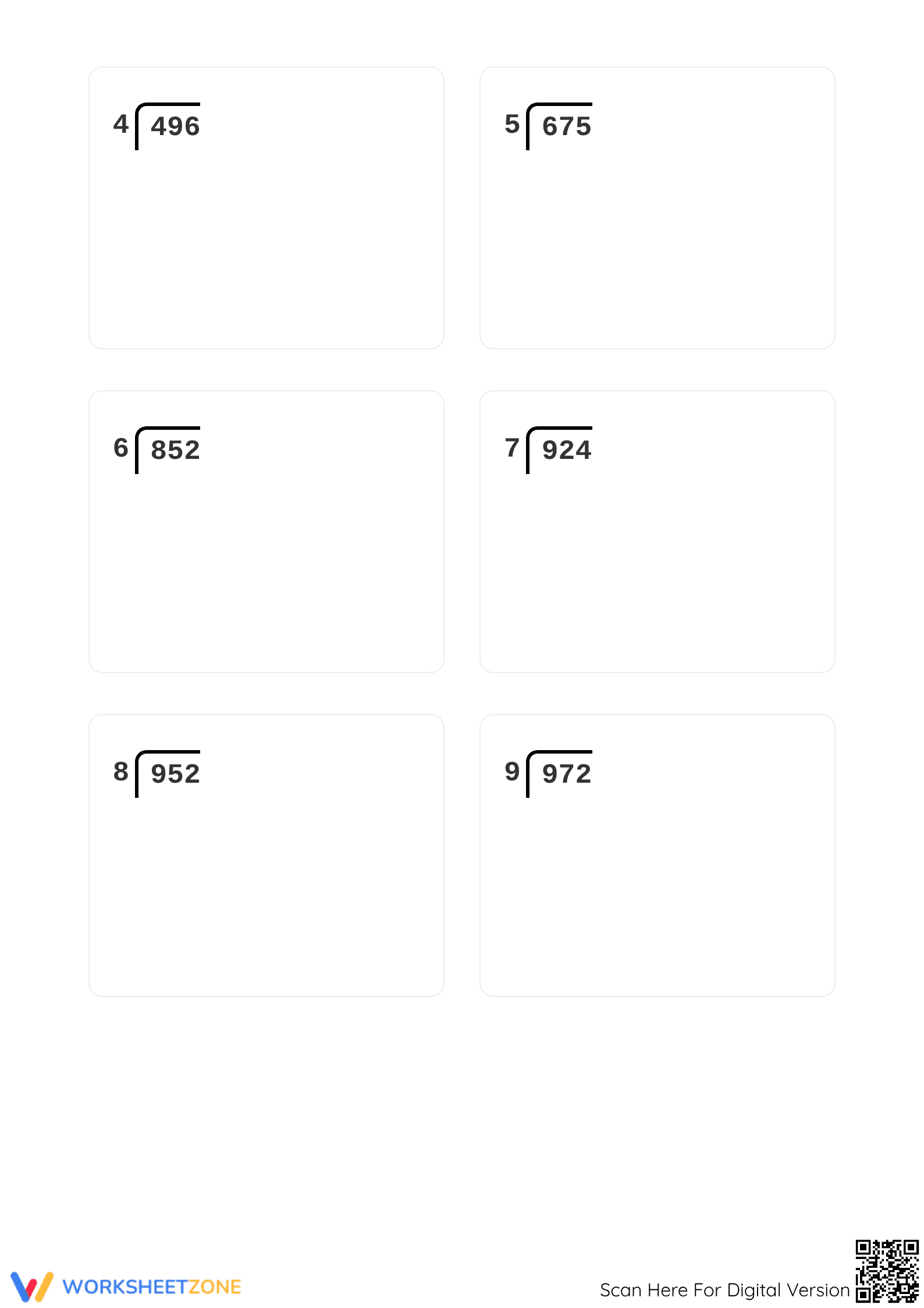 Grade 5 Long Division — Printable No-Prep Worksheet - Page 3
