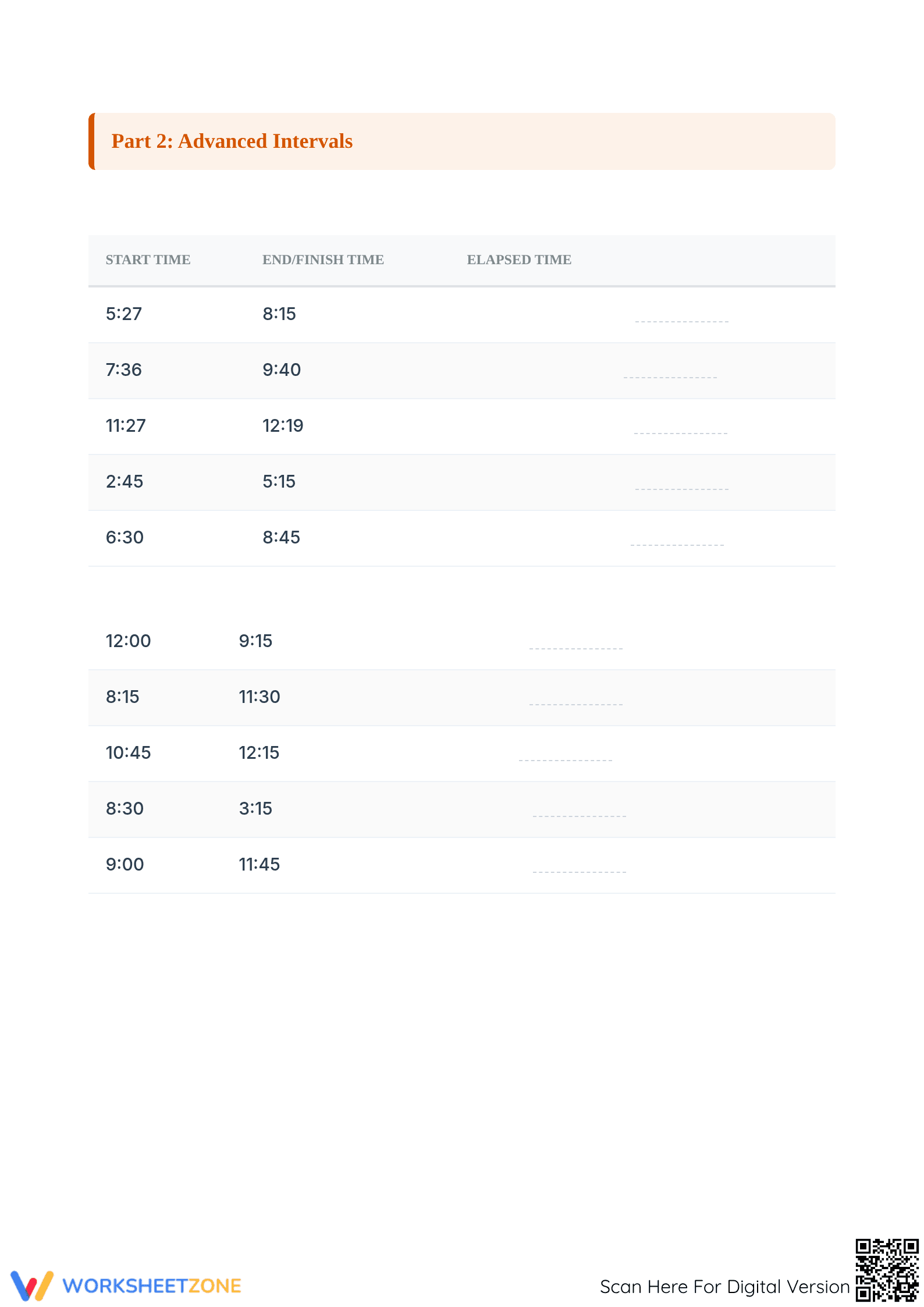 Grade 4 Elapsed Time — Printable No-Prep Worksheet - Page 2