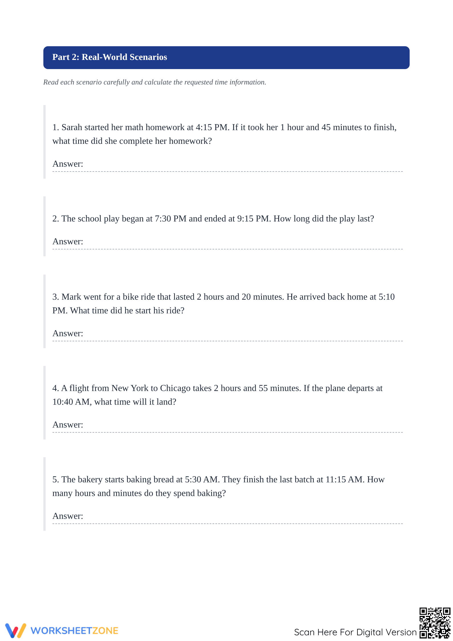 Printable Elapsed Time Worksheet | Grade 4 Math - Page 2