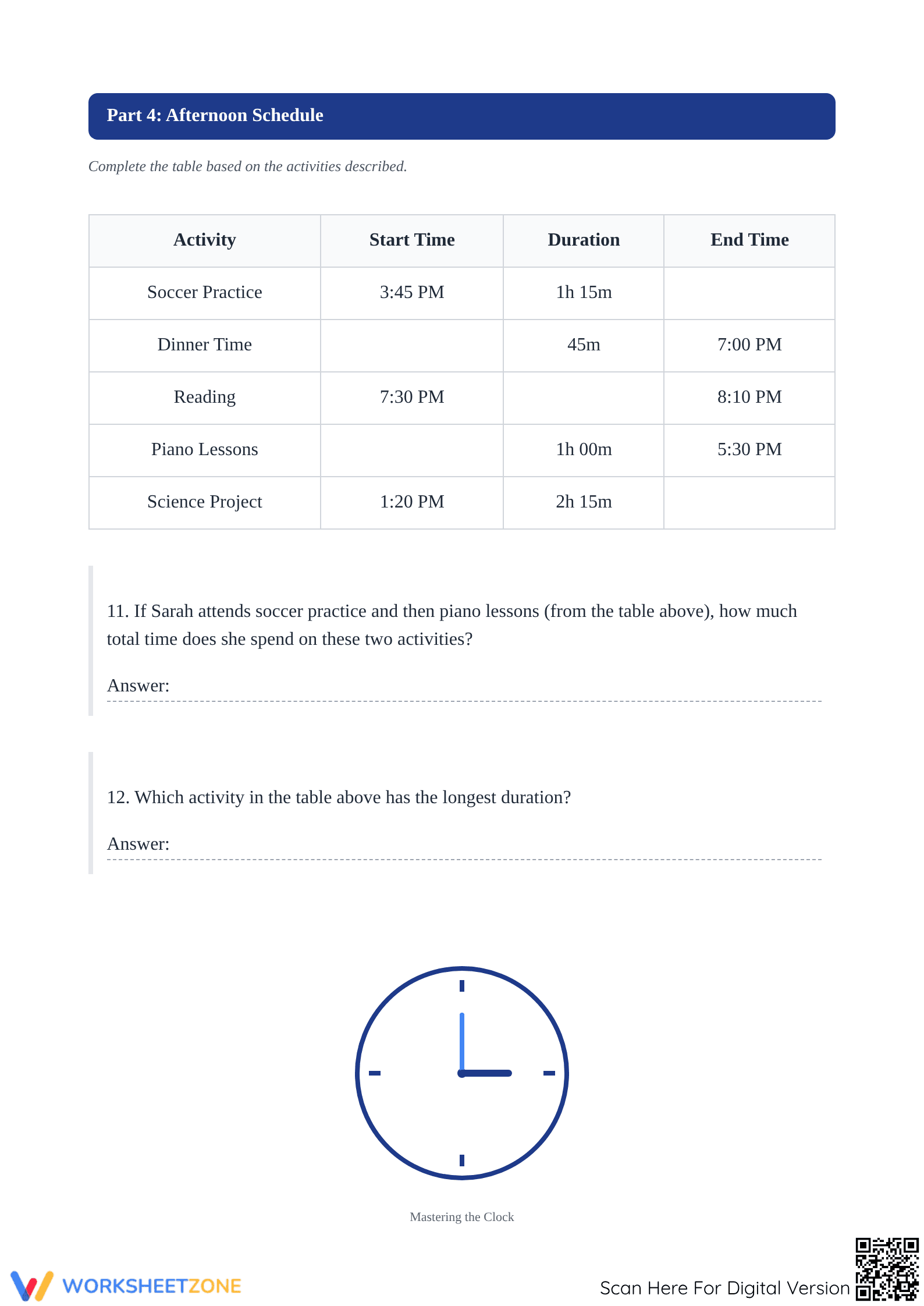 Printable Elapsed Time Worksheet | Grade 4 Math - Page 4