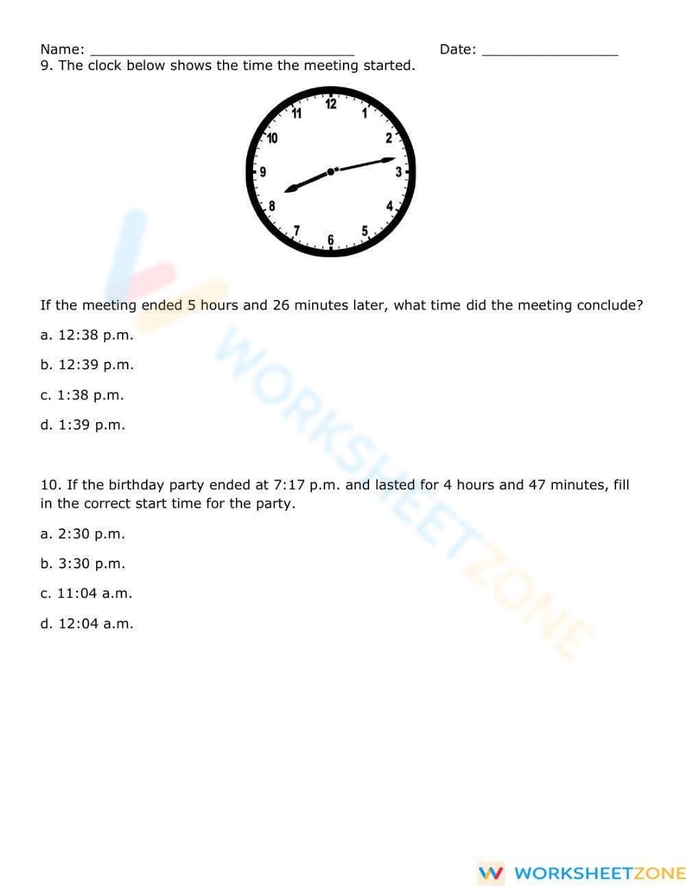 Elapsed Time Classwork - Page 4