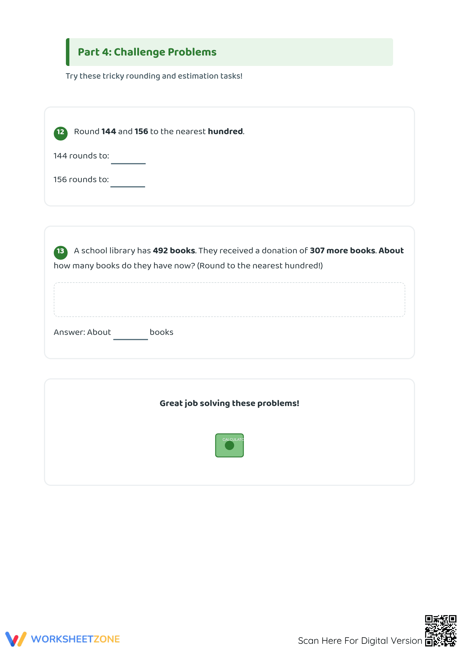 Grade 3 Rounding Word Problems — Printable No-Prep Worksheet - Page 4