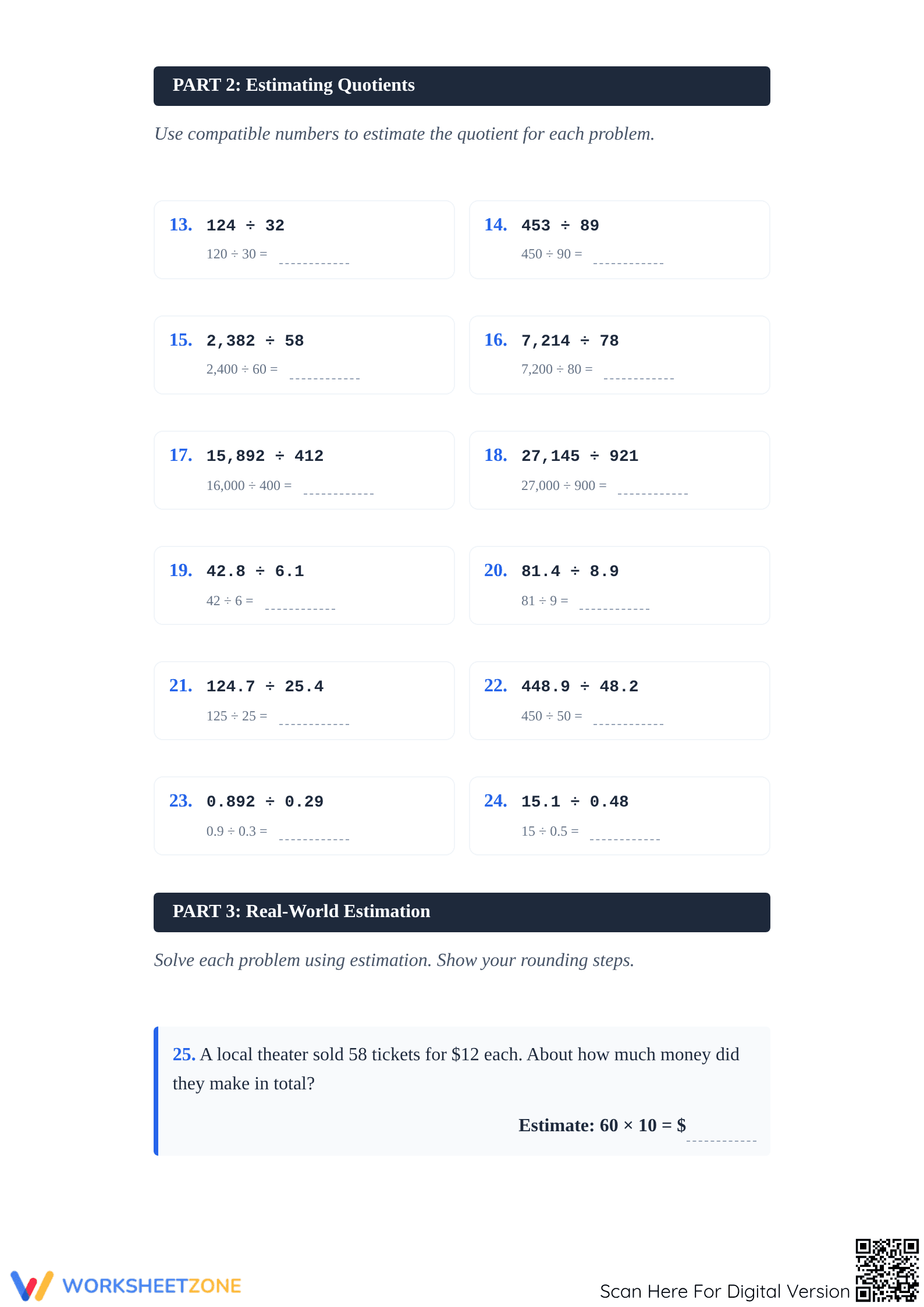 Printable Estimation Worksheet | Grade 8 Math - Page 2