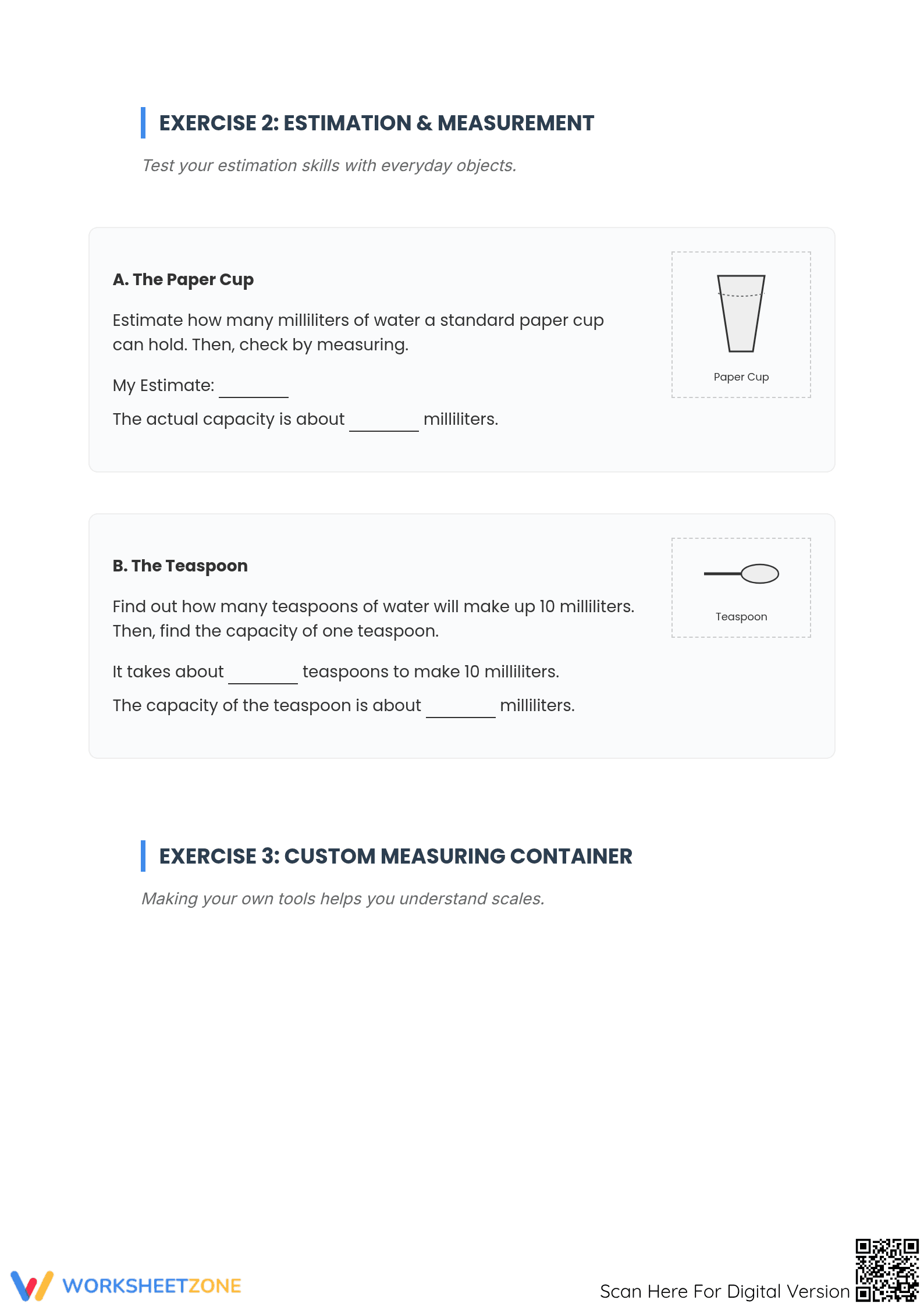 Printable Estimating Volume Worksheet | Grade 3 Math - Page 2