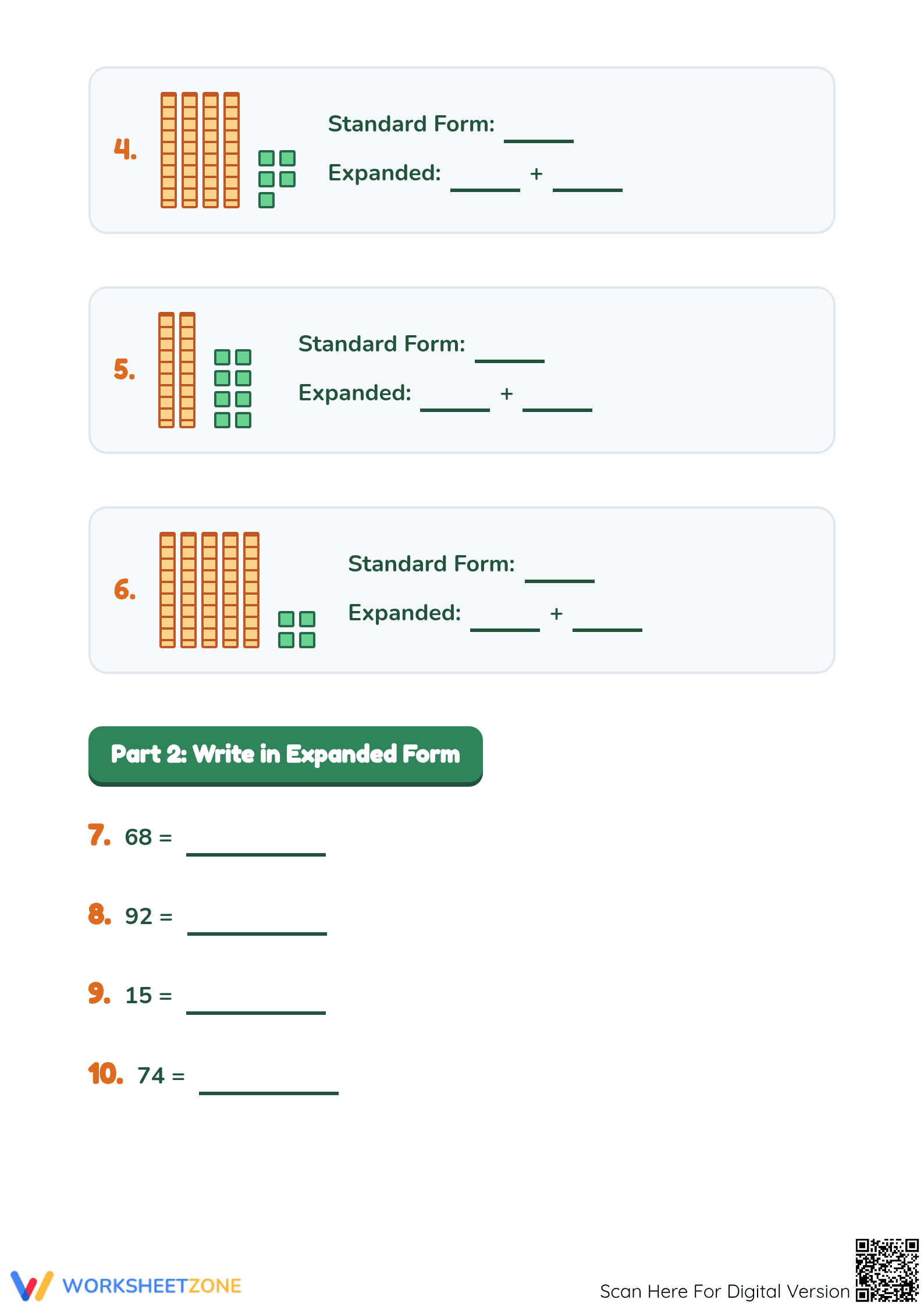 Printable Expanded Form Worksheet | Grade 4 Math - Page 2