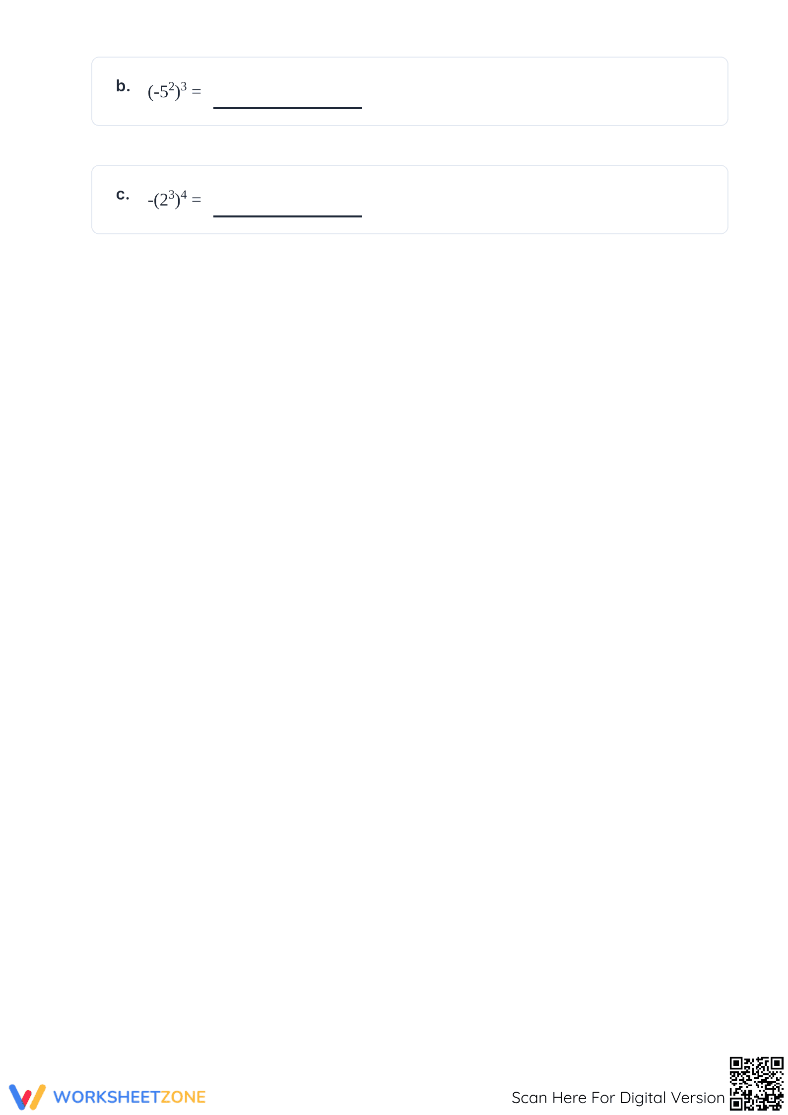 Printable Properties of Exponents Worksheet | Grade 8 Math - Page 3