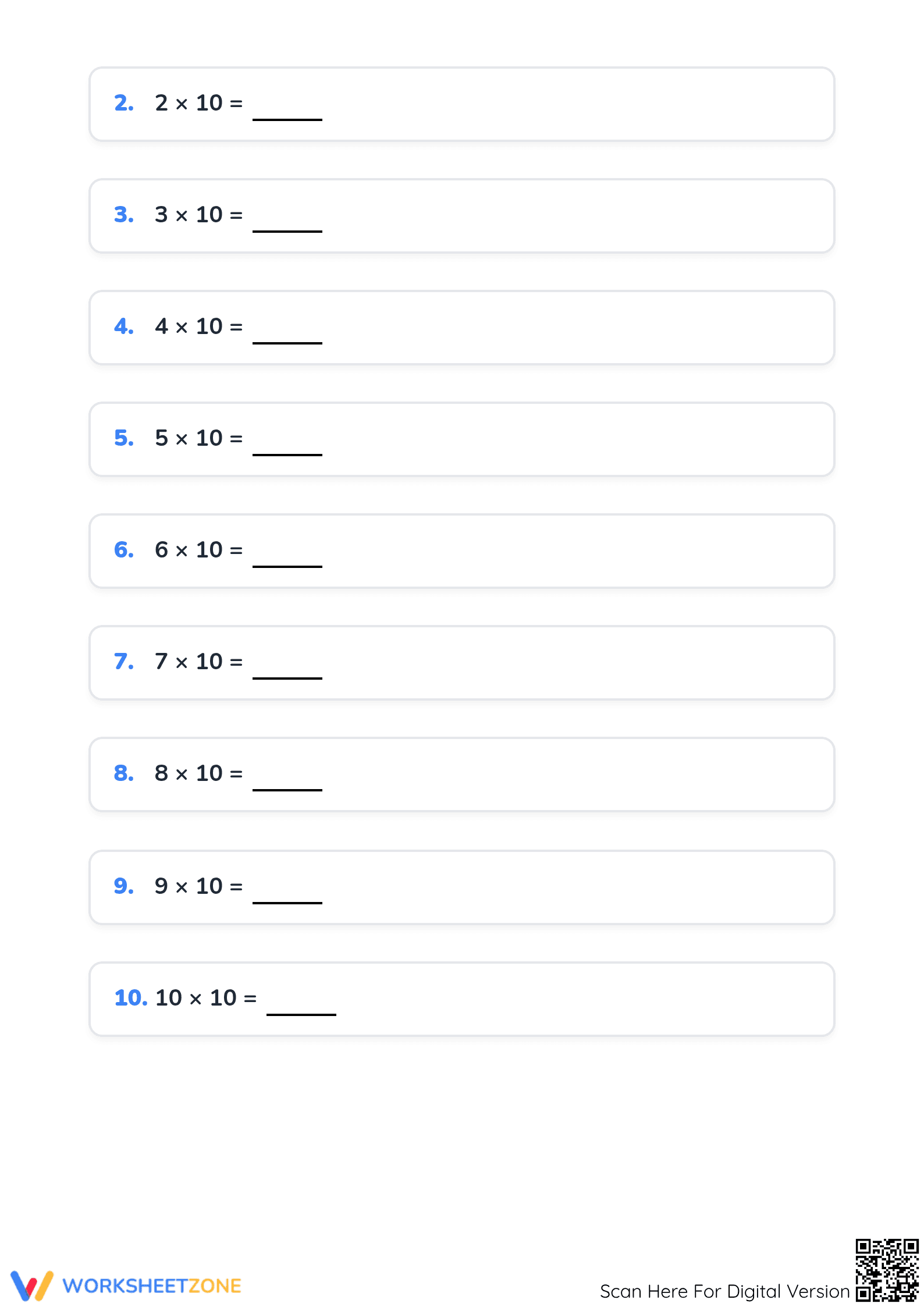 Grade 3 Multiples of 10 — Printable No-Prep Worksheet - Page 2