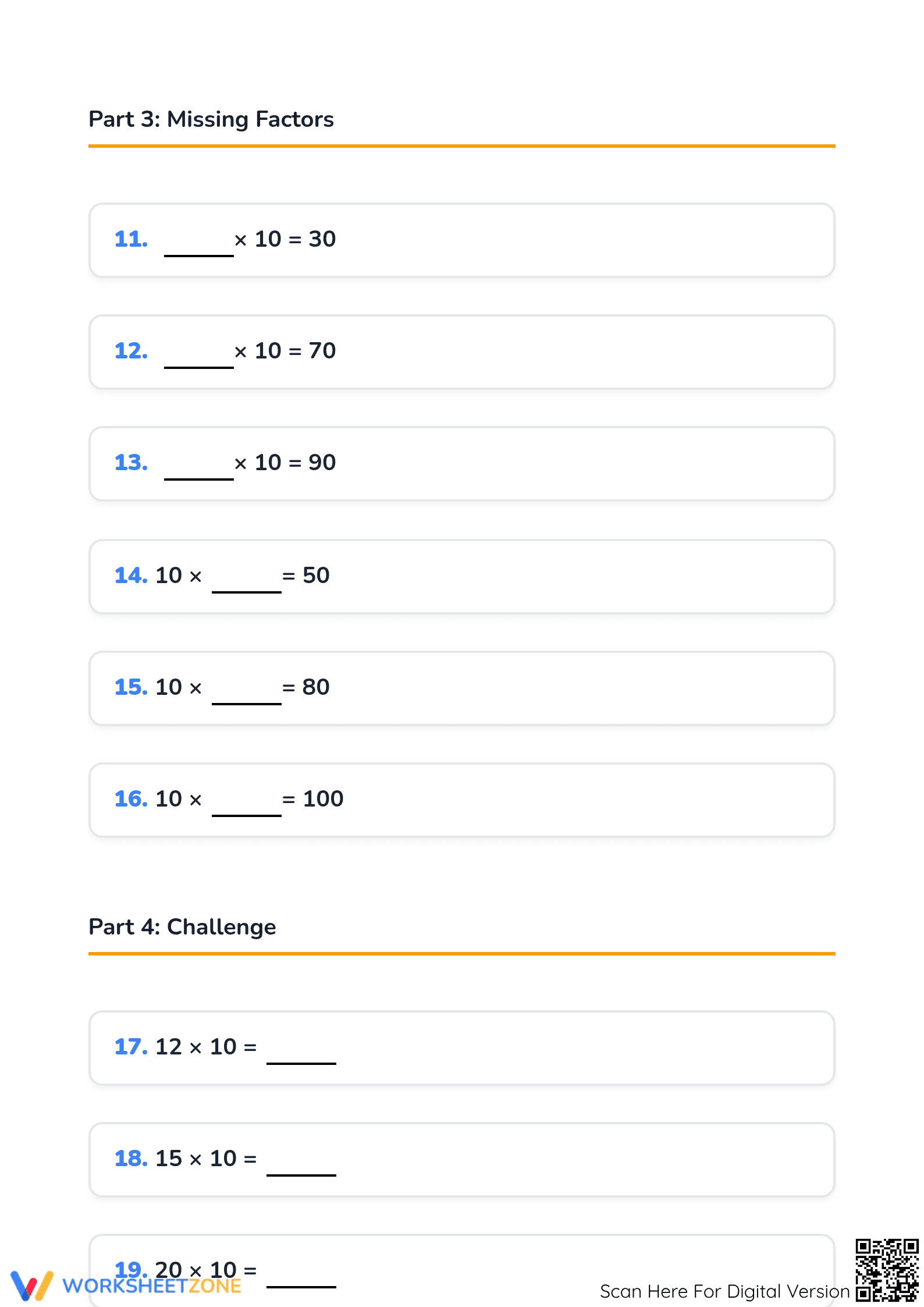 Grade 3 Multiples of 10 — Printable No-Prep Worksheet - Page 3