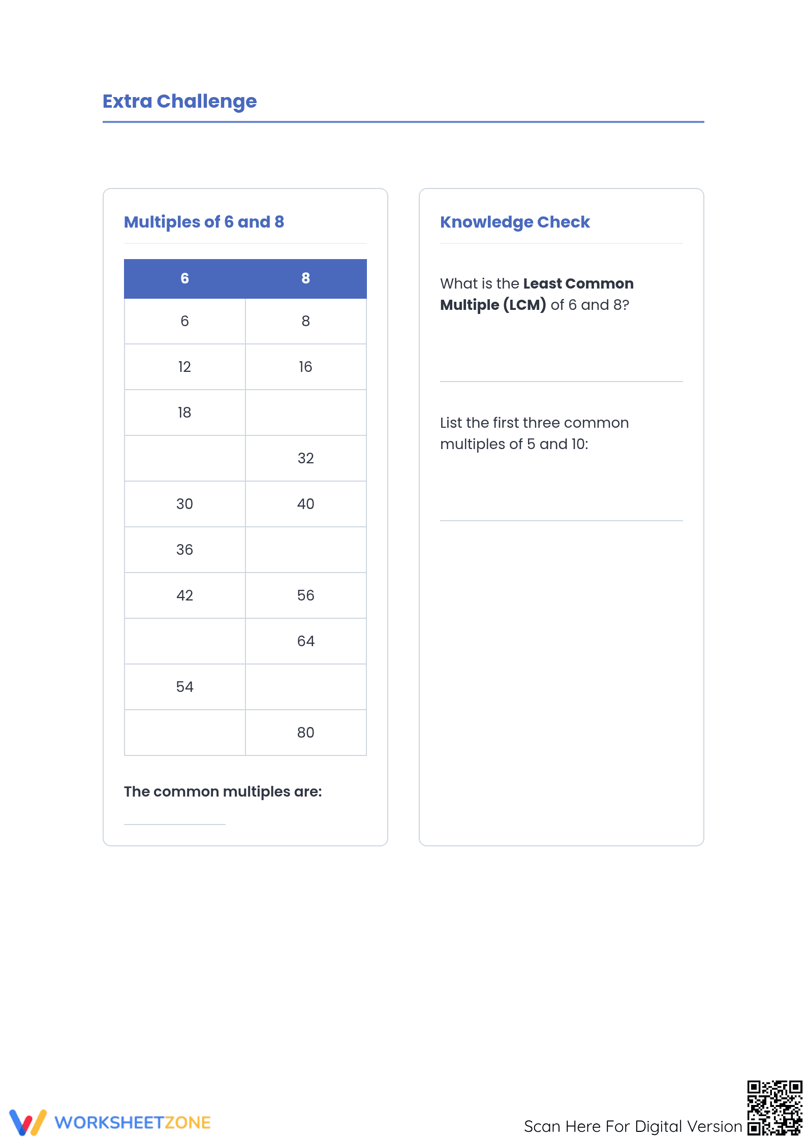Common Multiples Worksheet | Grade 6 Math Essential - Page 4